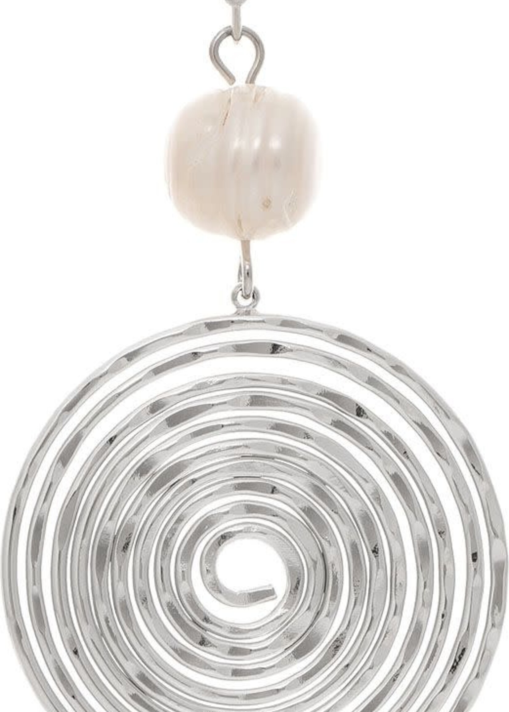 Rain Jewellery *Gold Pearl Top Spiral Disc Earring-Rain