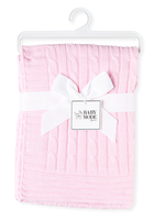 Rose Textiles *Pink Cable Knit Blanket-Rose