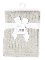 Rose Textiles *Grey Cable Knit Blanket-Rose