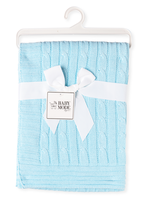 Rose Textiles *Blue Cable Knit Blanket-Rose