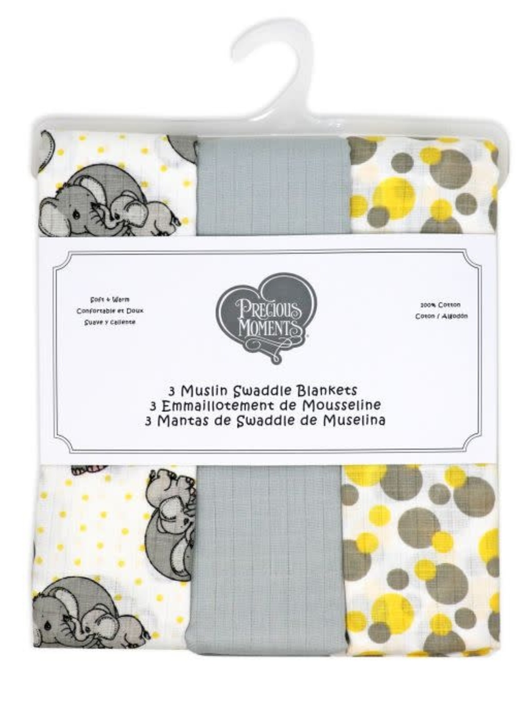 Rose Textiles *3pk Grey Muslin Blankets-Rose