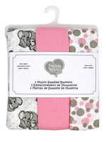 Rose Textiles *3pk Pink Muslin Blankets-Rose