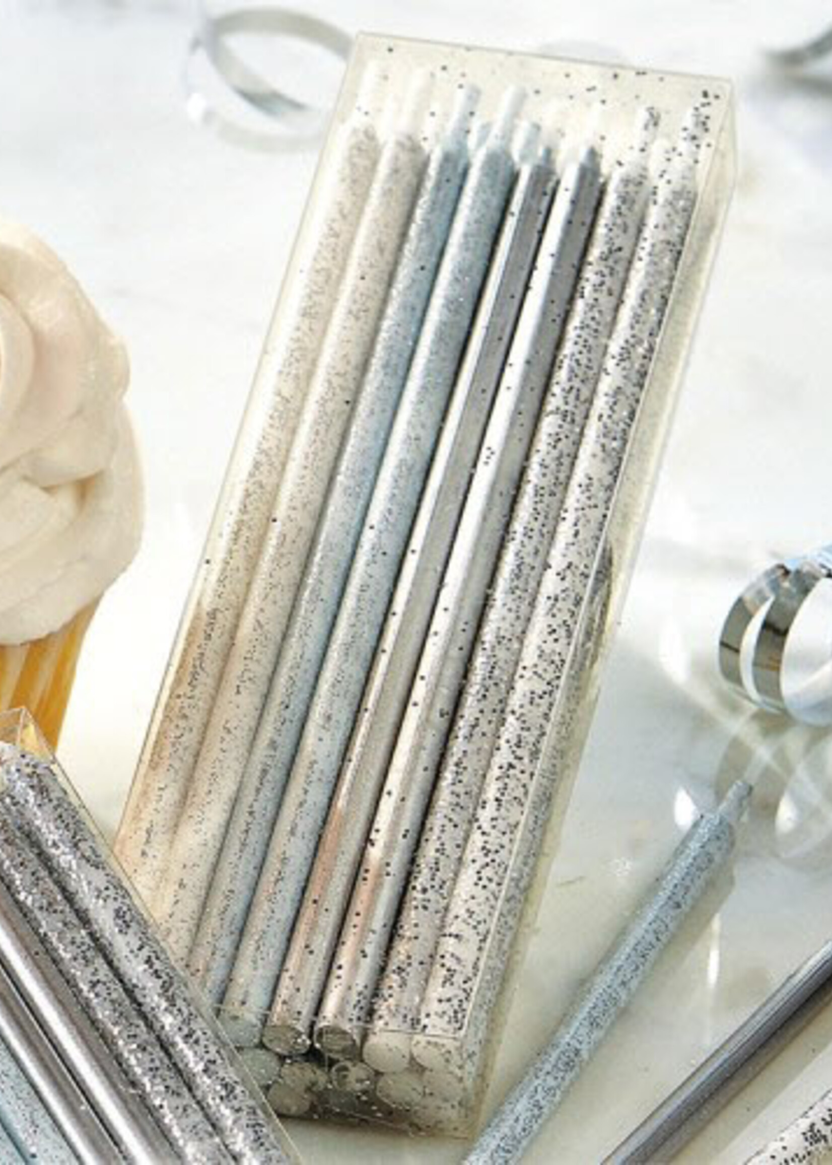 Tag *s/24 Tall Sparkle & Shine Silver Candles-Design