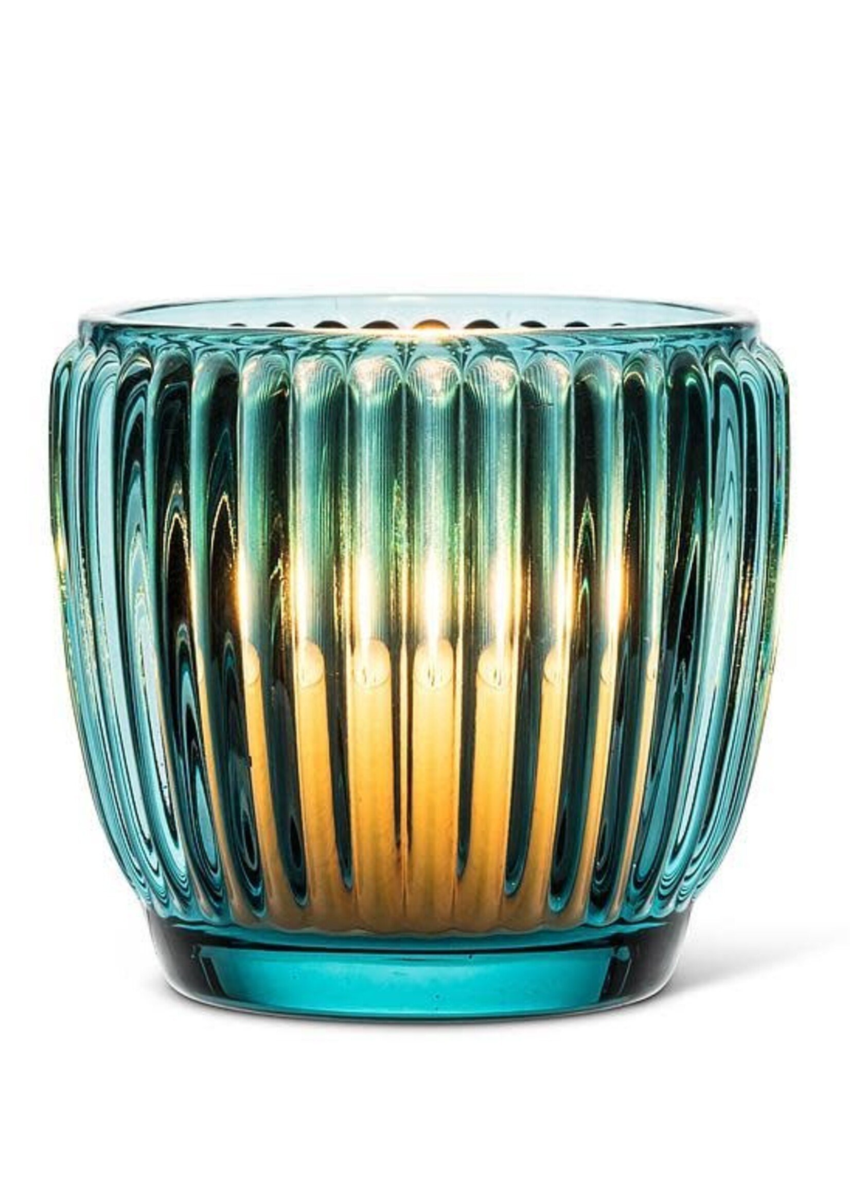 Abbott *Turquoise Ribbed Votive Holder-Abbott