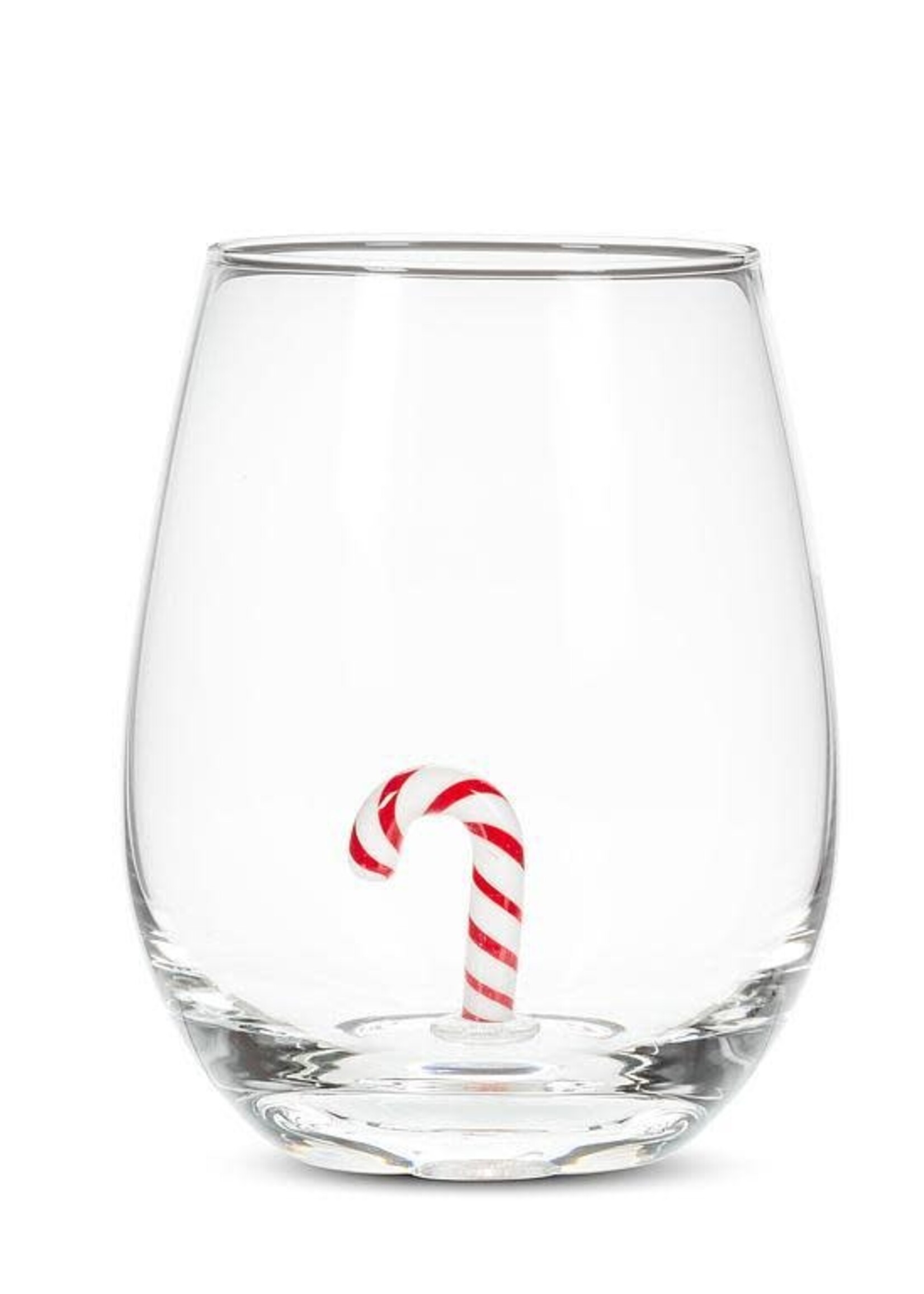 Abbott *20oz Candy Cane Stemless Wine Glass-Abbott