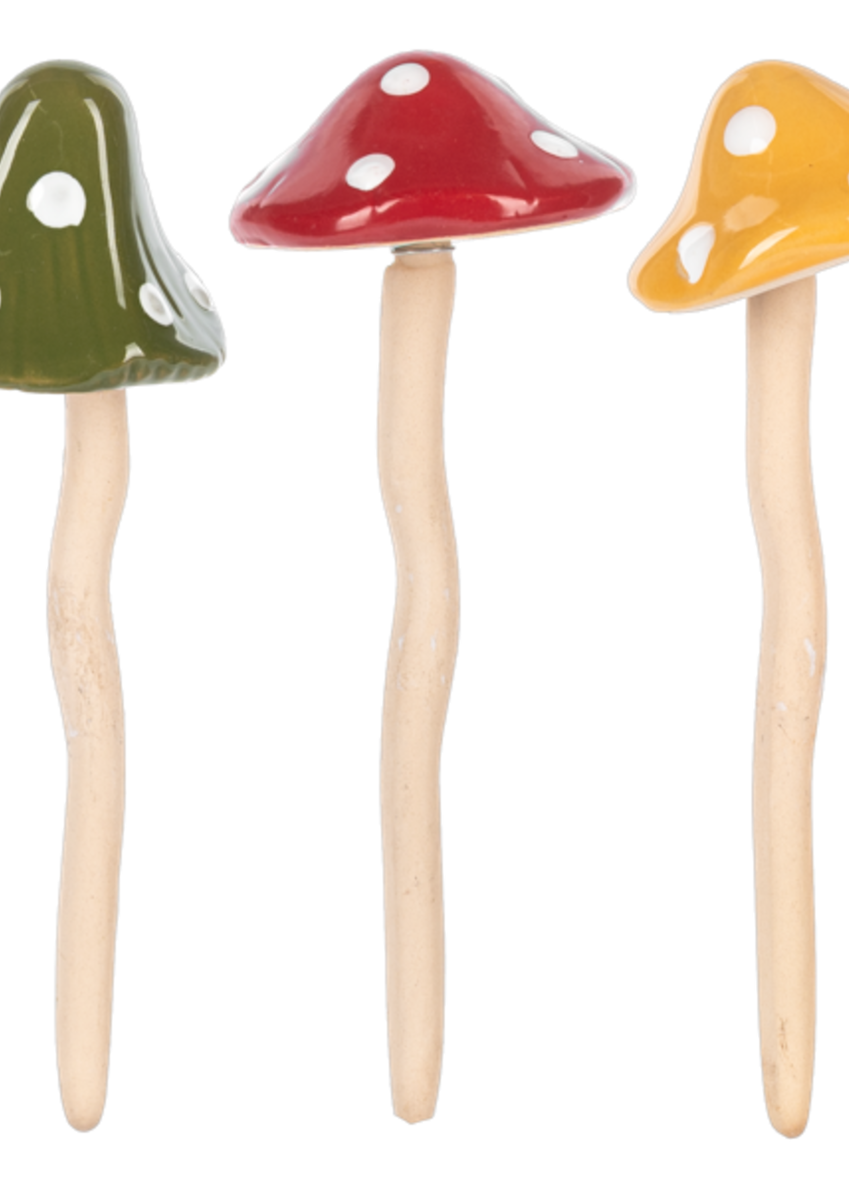 Ganz *Assdtd Ceramic Mushroom Plant Pick on Spring-Ganz