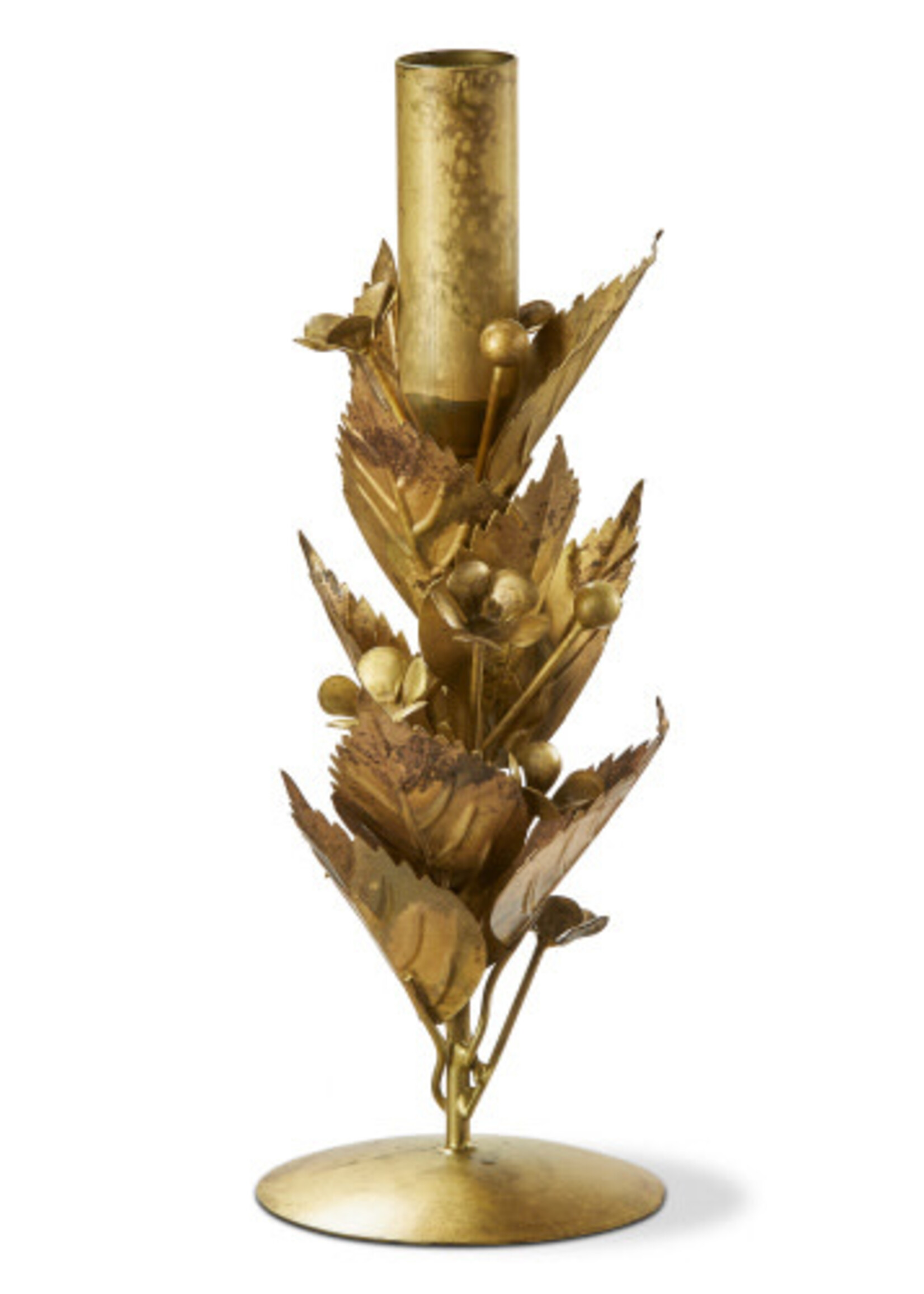 Tag *Antique Brass Botanical Taper Holder-Design