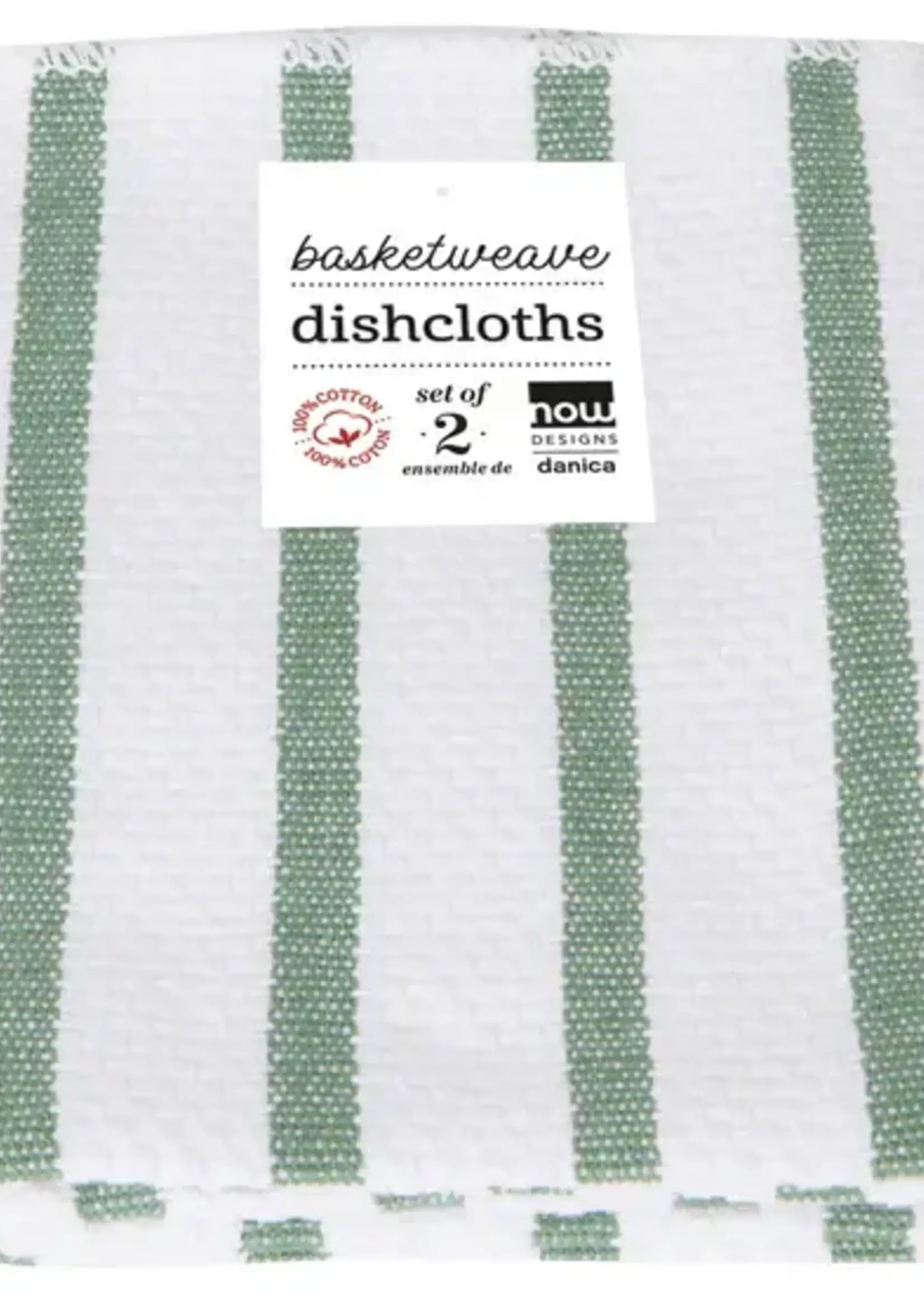 Danica *s/2 Elm Green Basketweave Dish Cloths-Danica