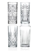 David Shaw Tableware *s/4 440ml Asstd Design Highball Glasses-David Shaw
