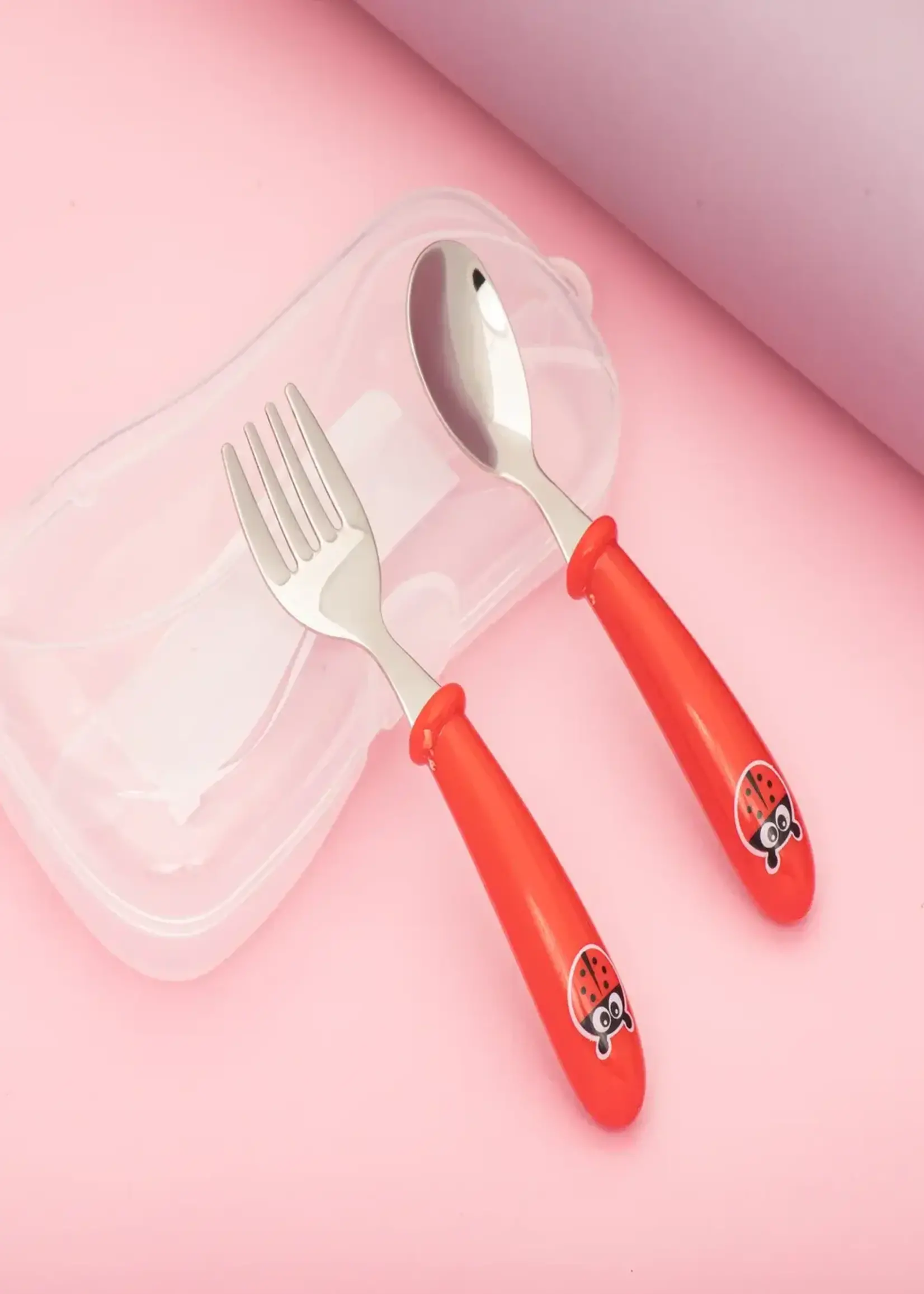 David Shaw Tableware *2pc Child's Red Ladybug Flatware Set-David Shaw