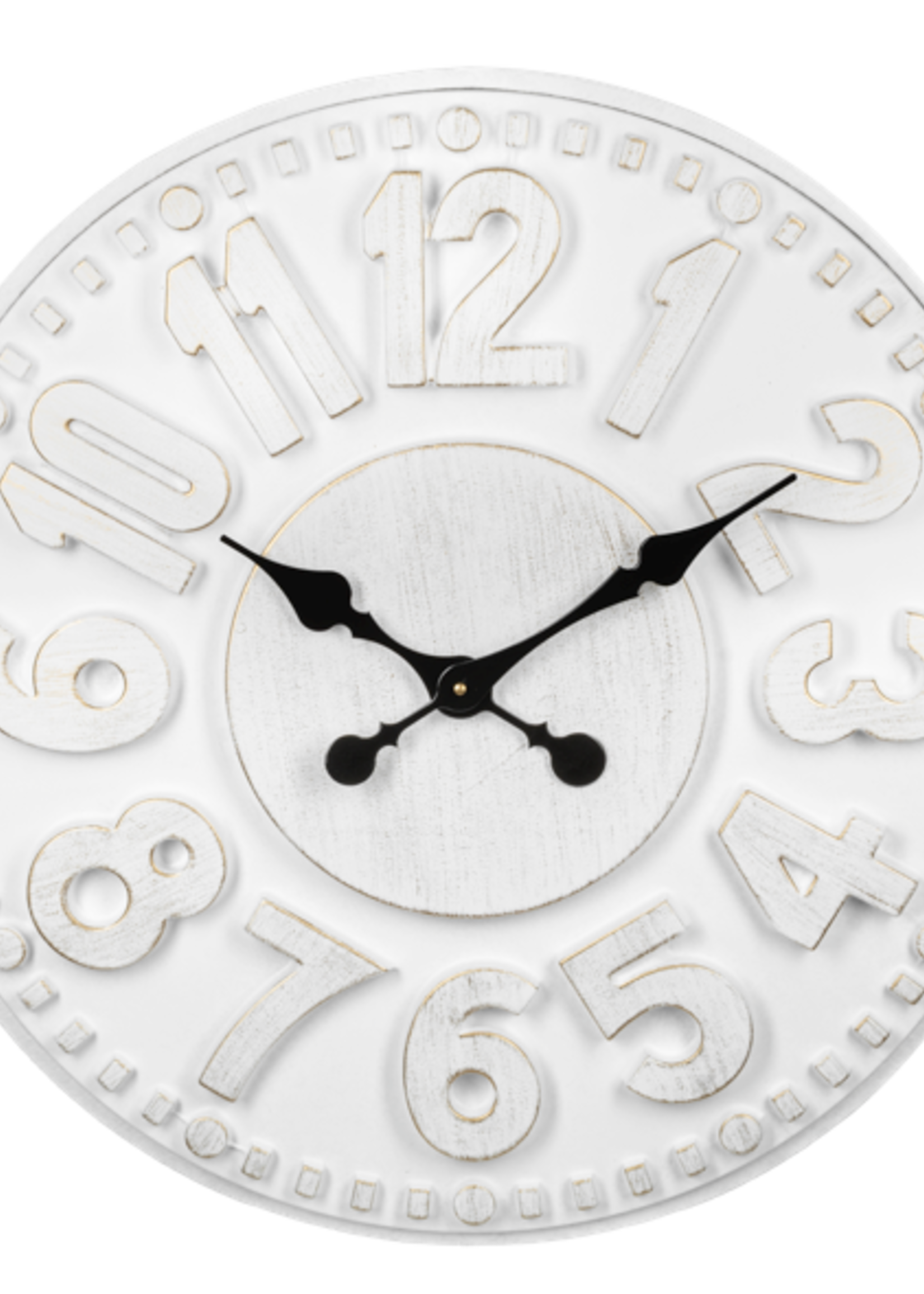 Ganz *White Embossed Number Wall Clock-Ganz