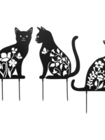 Ganz *Asstd Blk Floral Cat Garden Stakes-Ganz