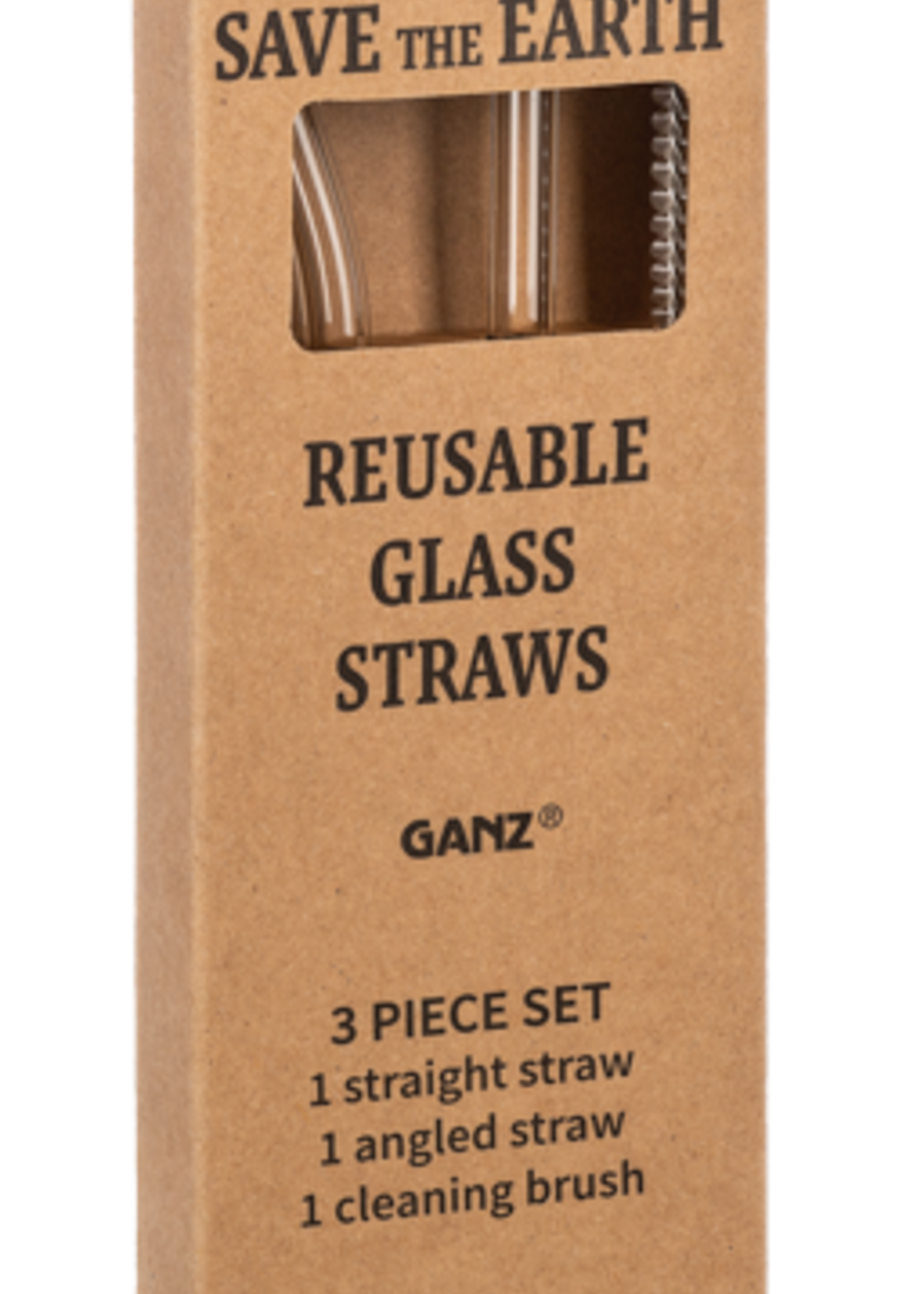 Ganz *2pc Glass Drinking Straws w/Cleaning Brush-Ganz