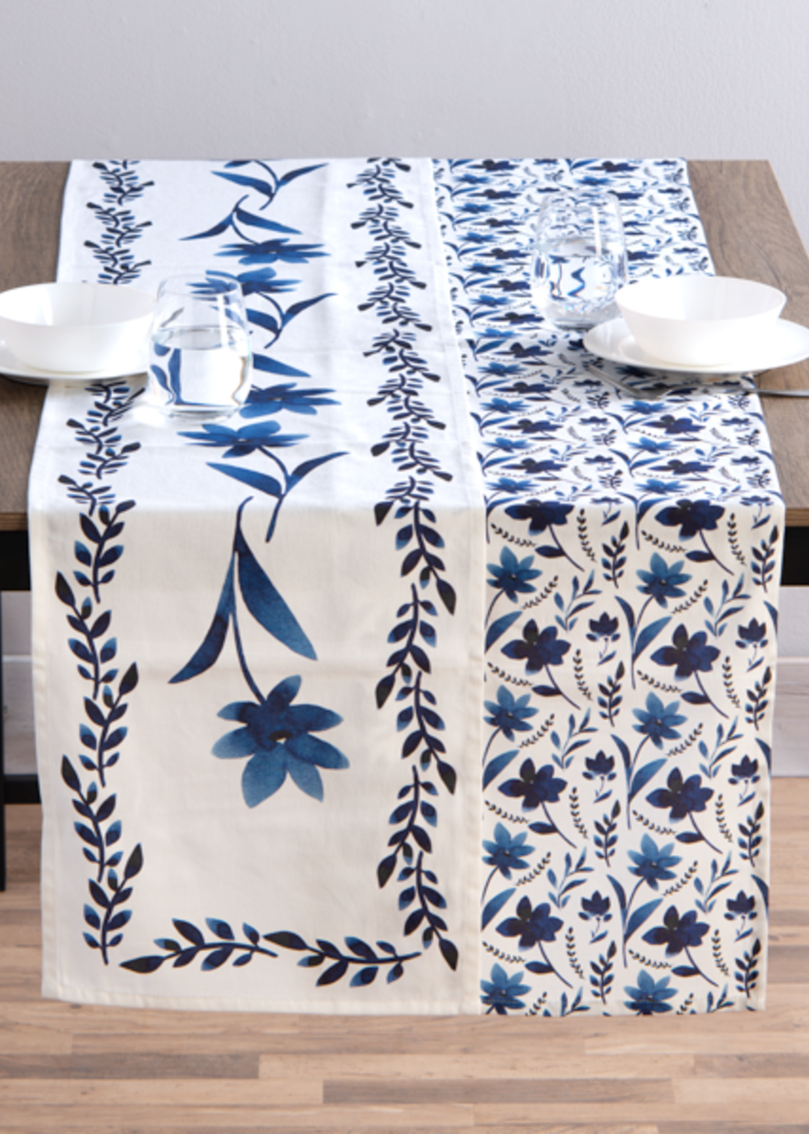 Ganz *96" Blue Multi Floral Table Runner-Ganz