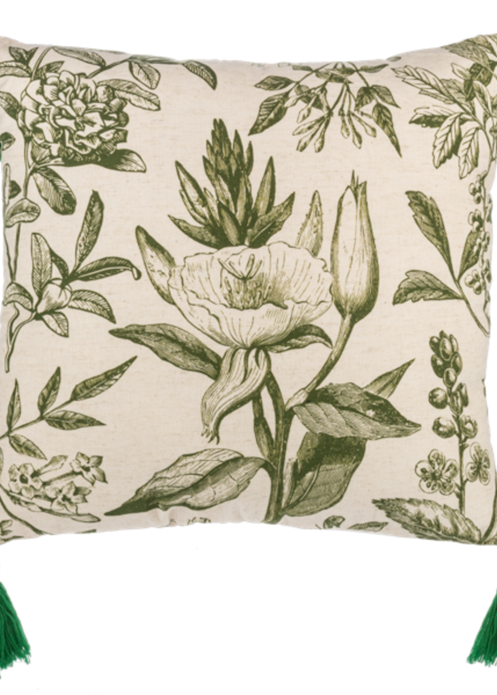 Ganz *18" Green Botanical Cushion w/Tassles-Ganz