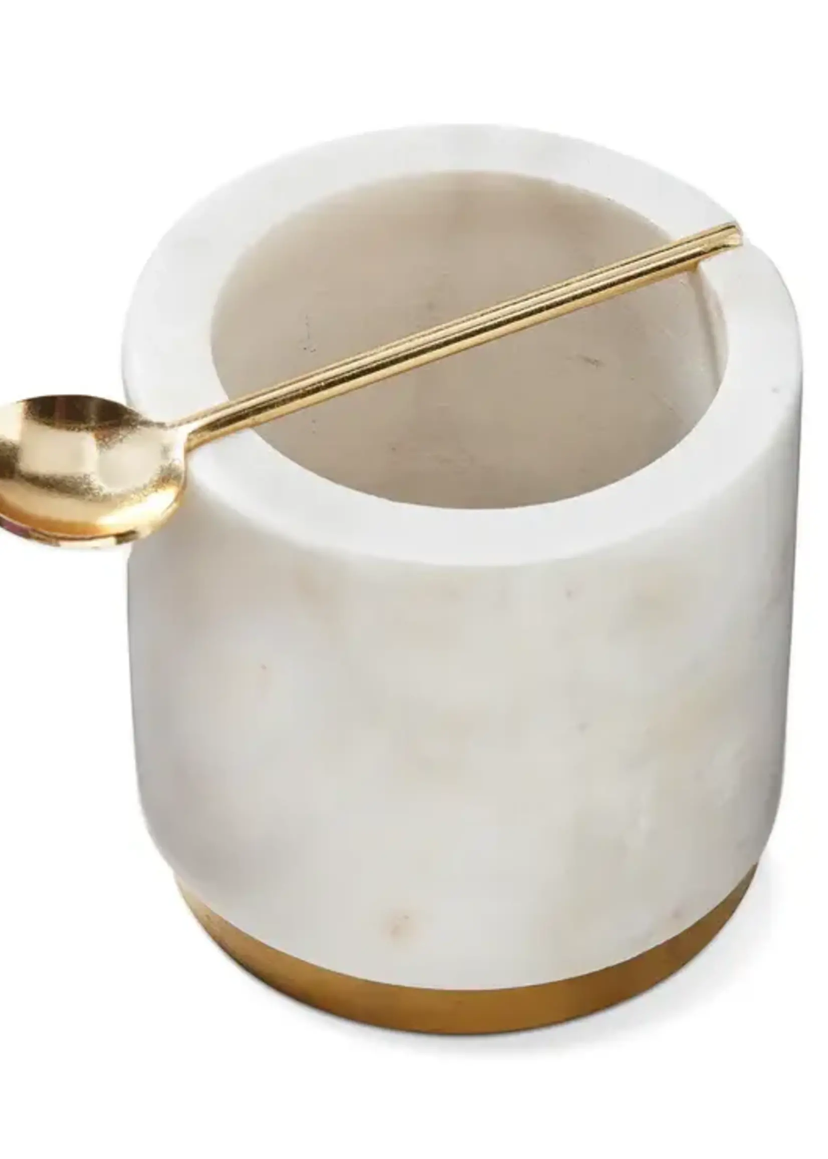 Tag *White Marble Salt Cellar w/Copper Spoon-Design