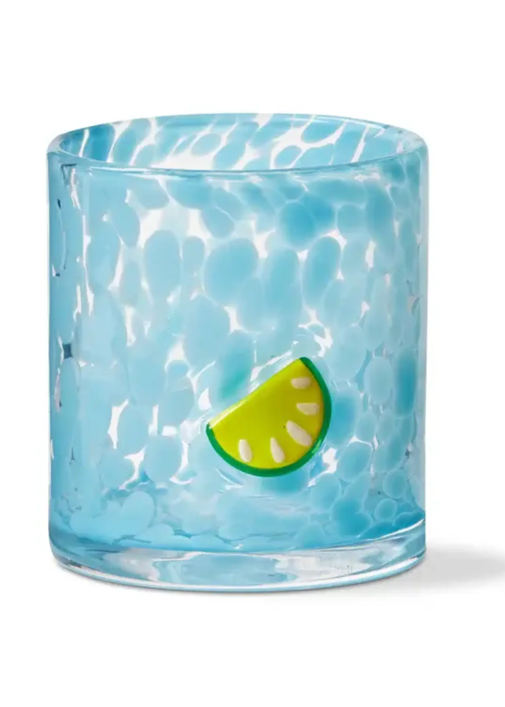 Tag *Lemon Slice Blue Confetti Double Old Fashioned Glass -Design