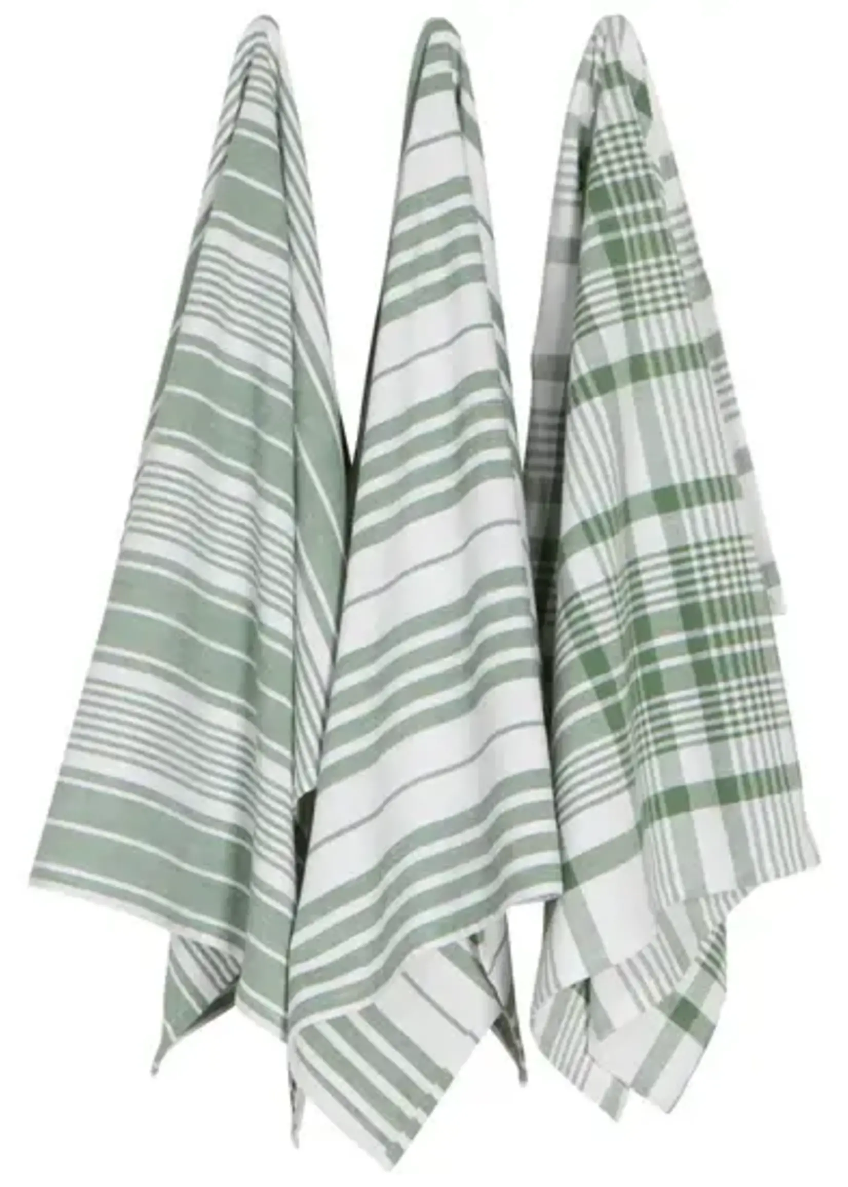 Danica *s/3 Elm Green/White Jumbo Tea Towels-Danica
