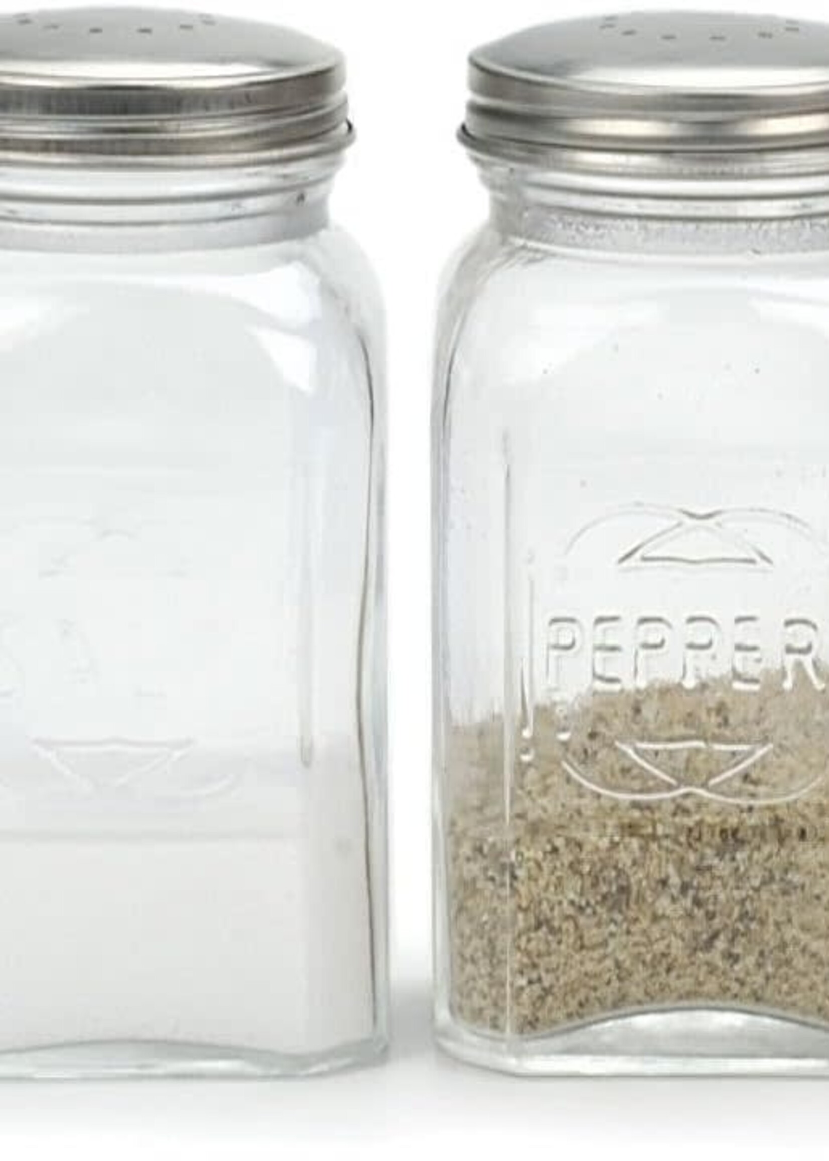 RSVP *Clear Glass Retro Salt & Pepper Shakers-RSVP