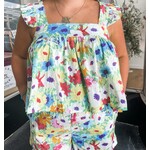 KARLIE Karlie Bright Floral Tank With Ruffle