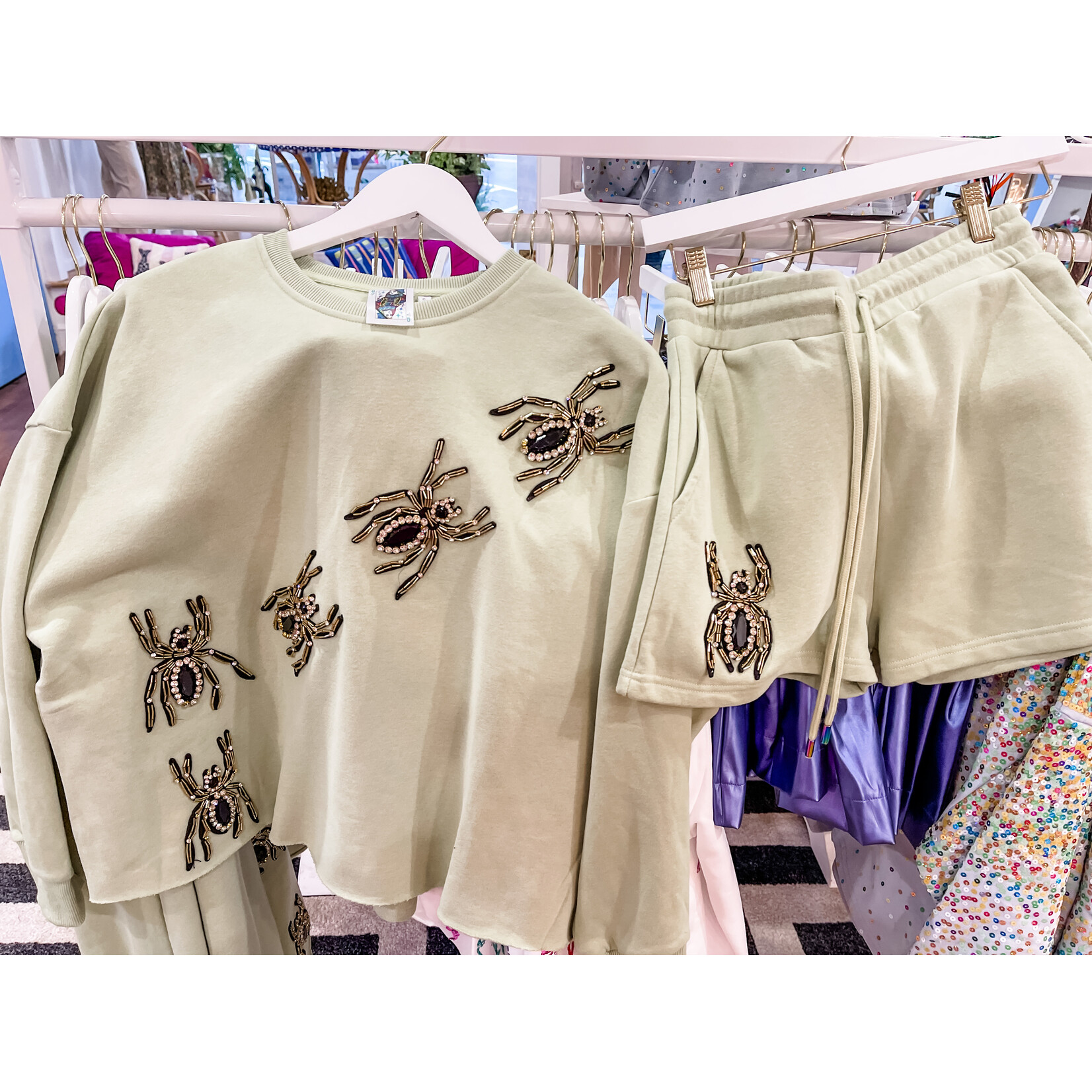 Queen of Sparkles QOS Green Spider Shorts