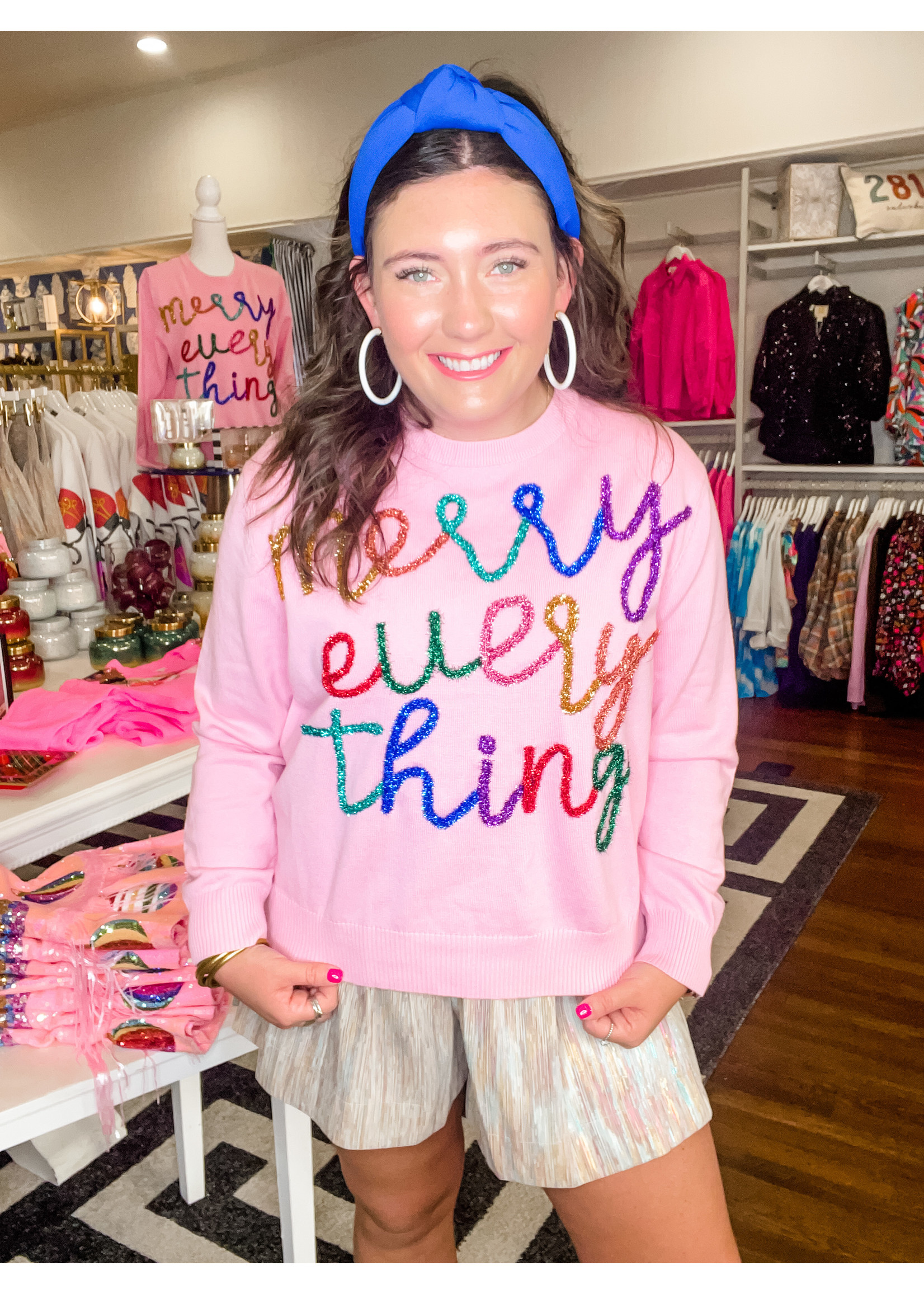 Queen of Sparkles QOS Merry Everything Pink Sweater