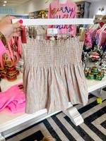 Queen of Sparkles QOS Ivory Rainbow Leather Swing Shorts