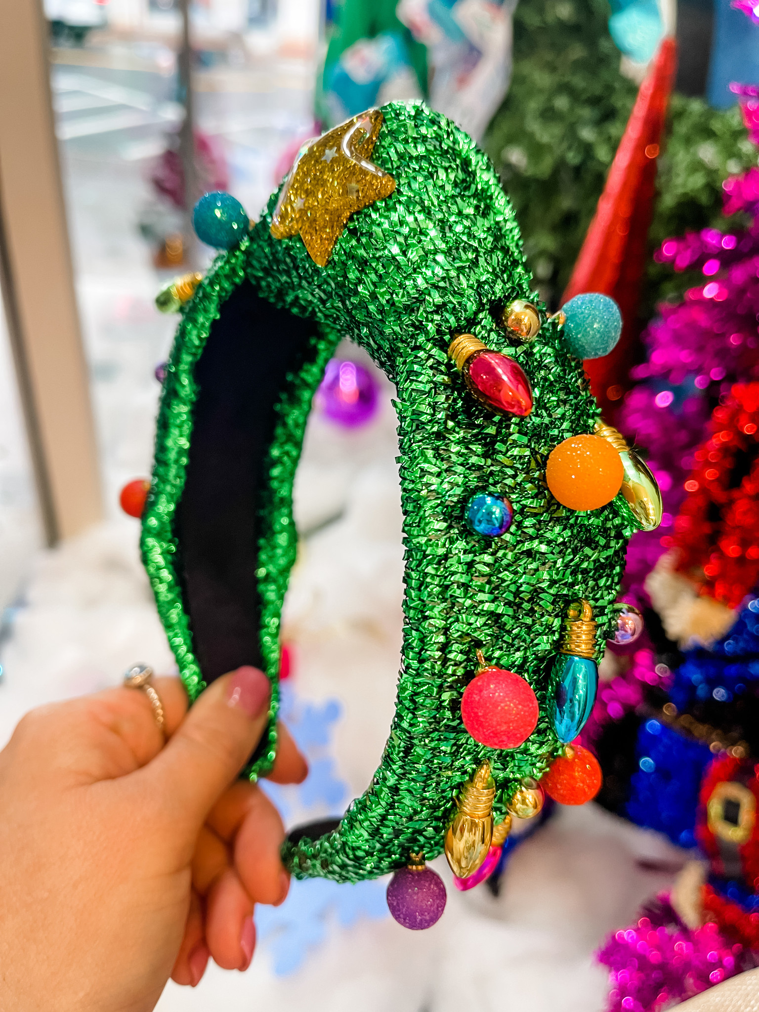 Adult Size Tinsel Christmas Tree Headband Oxford+Lee