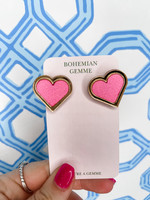 bohemian Gemme Valentines Bubblegum Pink Heart Stud Earrings