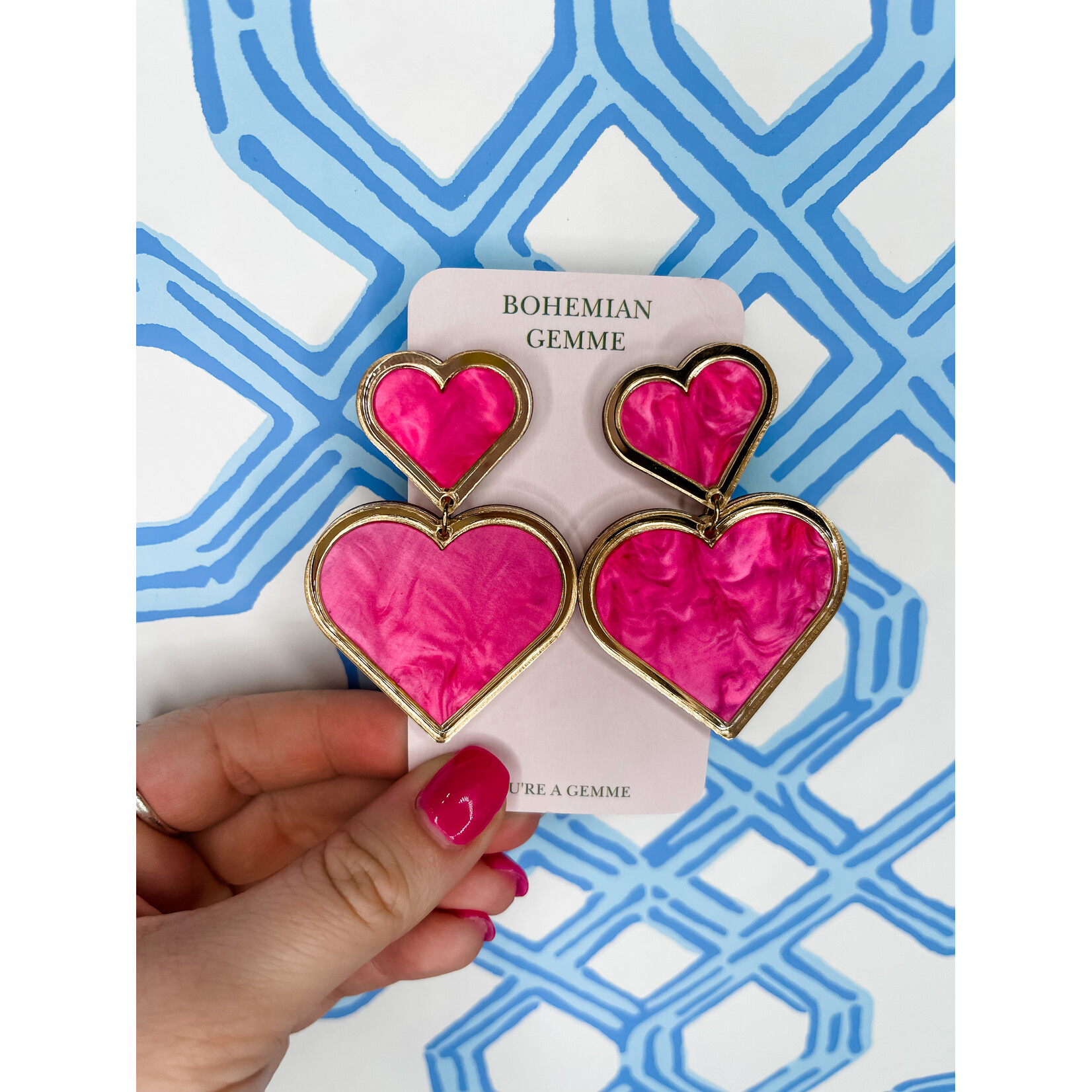 bohemian Gemme Bohemian Gemme Valentines Heart Statement Earrings