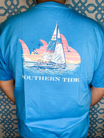 Southern Tide Southern Tide SS Sunset Sailor Tee Boat Blue