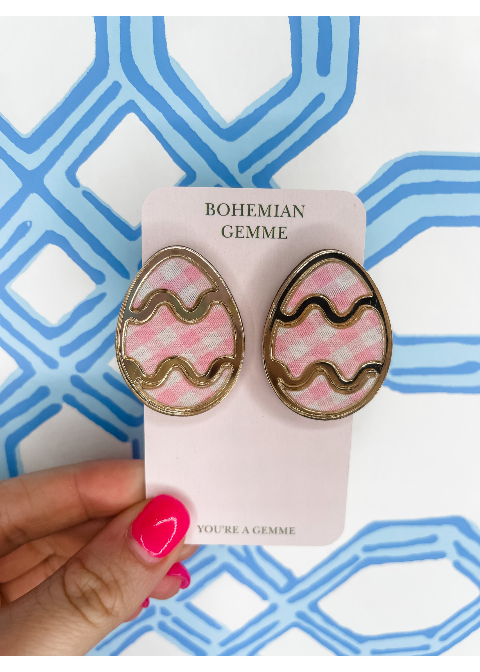 Bohemian Gemme Anastasia Pink Gingham Easter Eggs