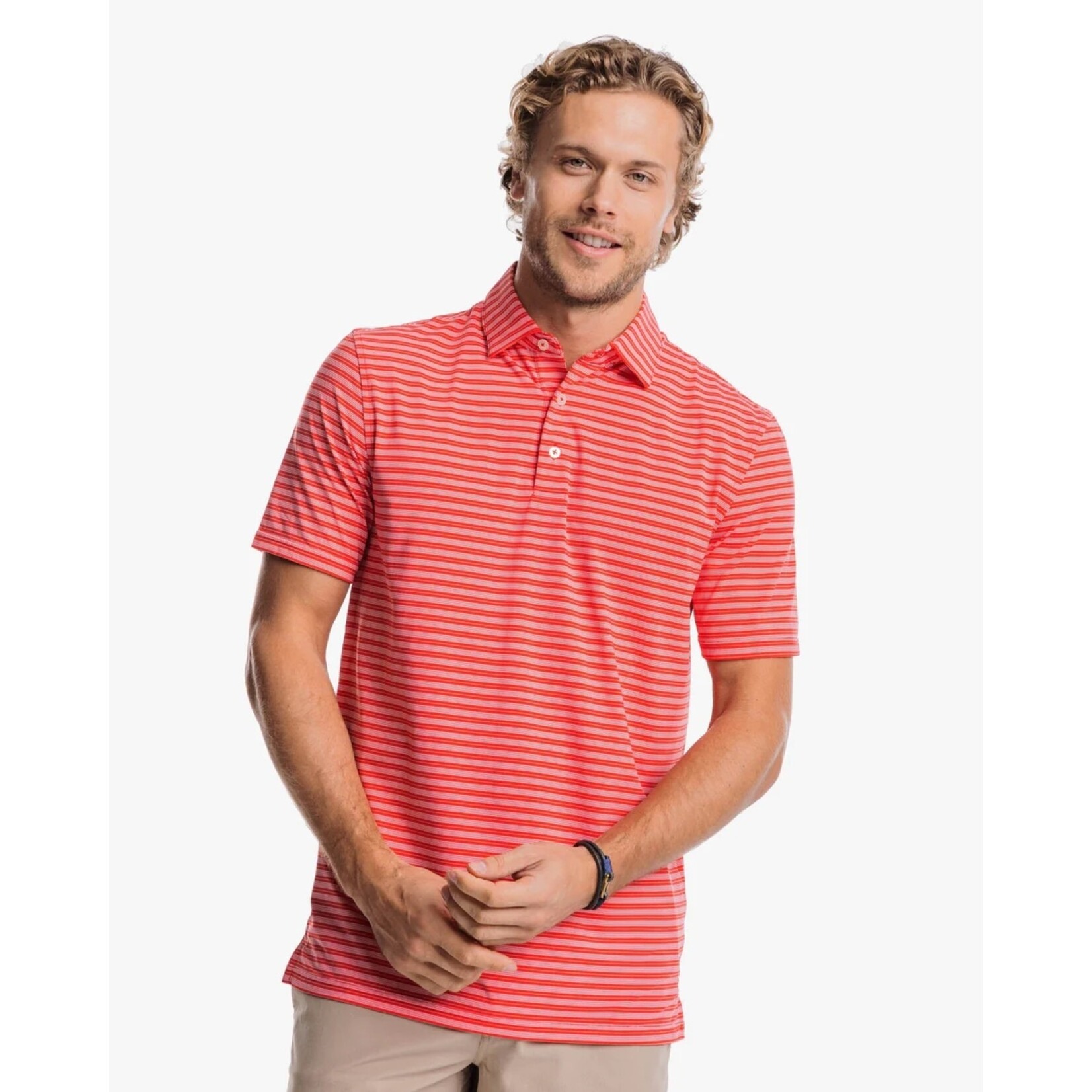 Southern Tide Southern Tide M SS Brrreeze Crawford Stripe Perf Polo