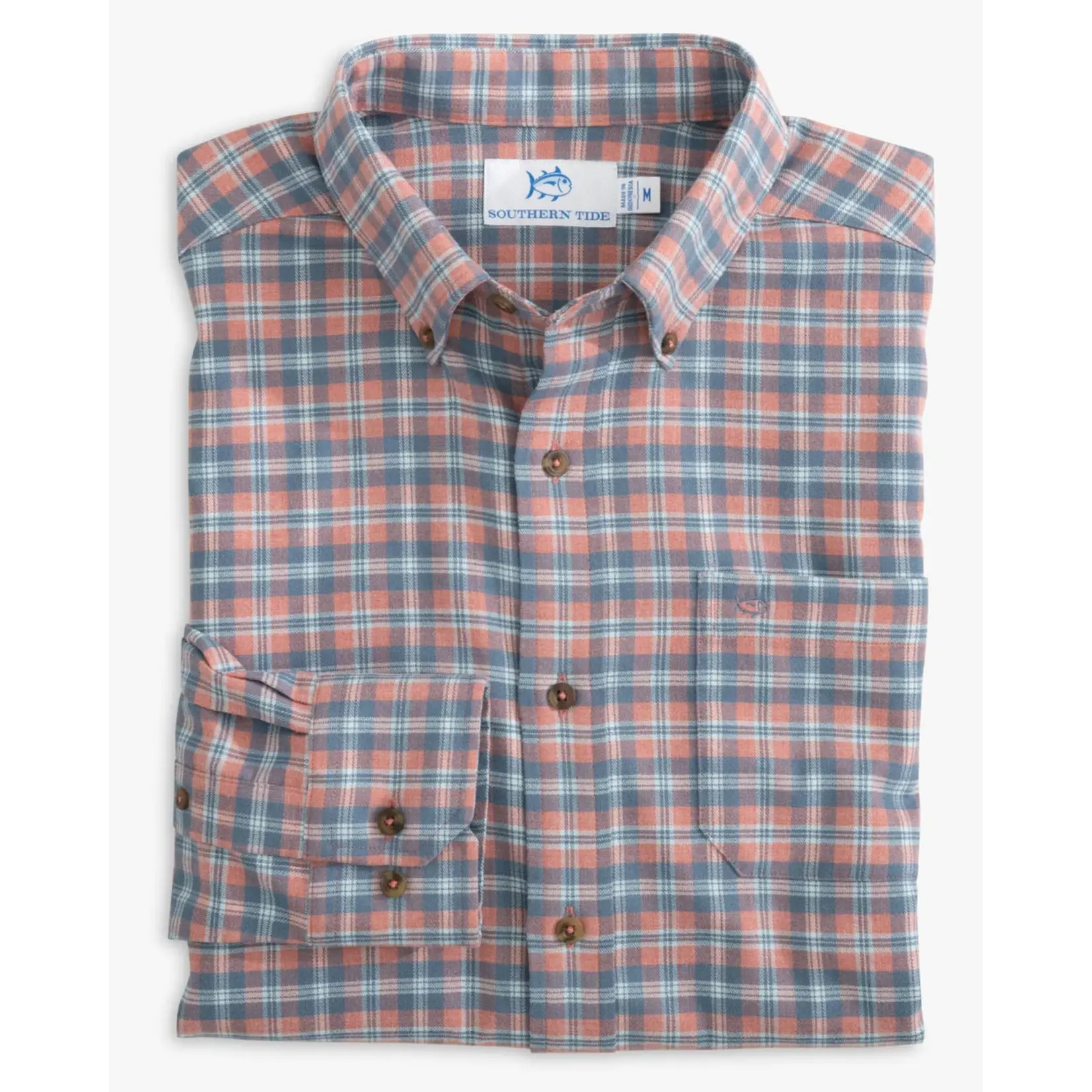 Southern Tide Southern Tide LS Lakewood Dusty Coral Sportshirt