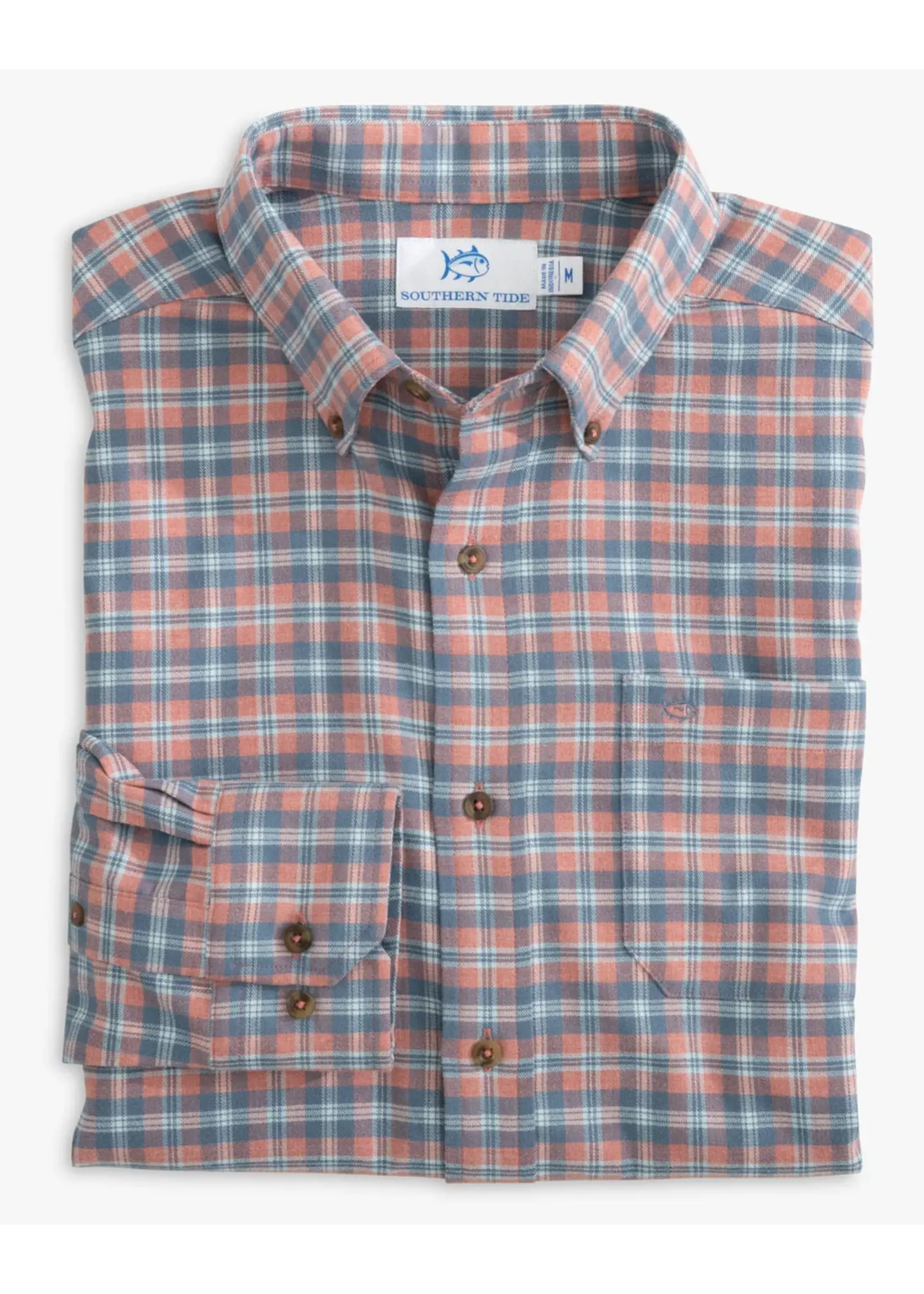 Southern Tide Southern Tide LS Lakewood Dusty Coral Sportshirt