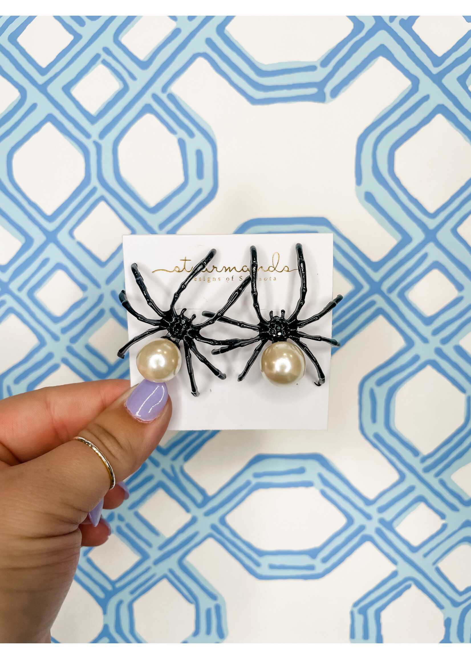St.Armands Black Spooky Spider earrings