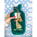 Leopard Green Embroidered Wine Bag