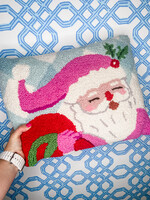 Festive Gingham Nutcracker Santa Hook Pillow
