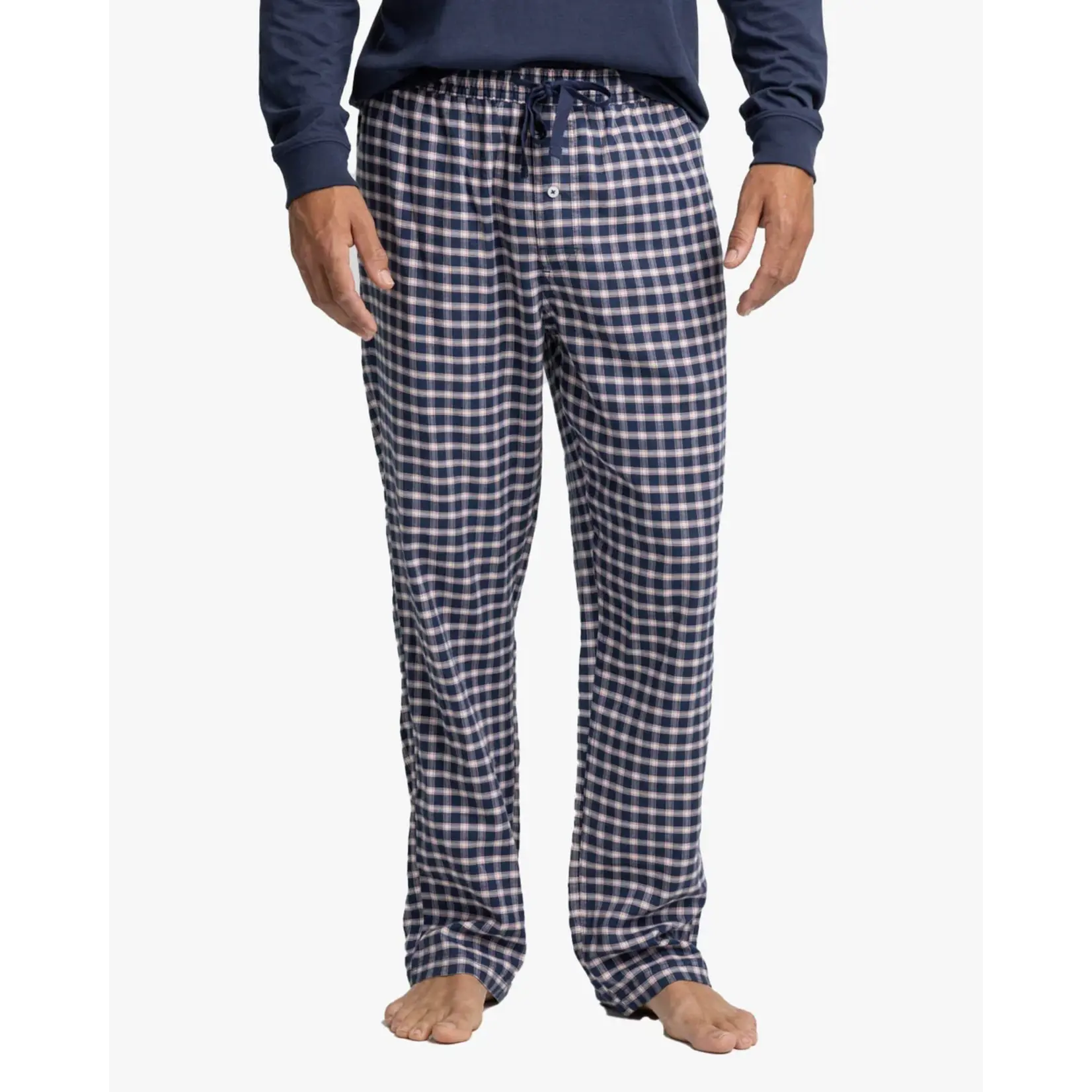 Southern Tide Southern Tide M Silverleaf Plaid Lounge Pant Dress Blue