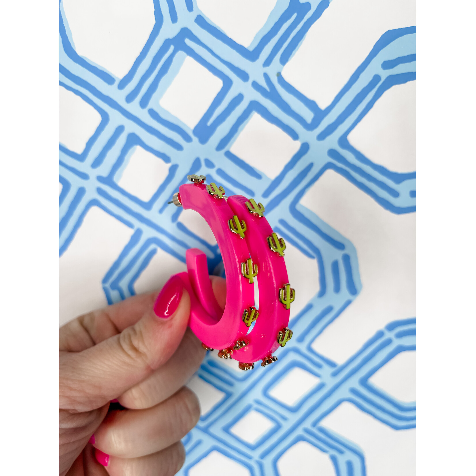 Smith & Co. Jewelry Designs Smith & Co Cactus Jewel Hoop Pink Green