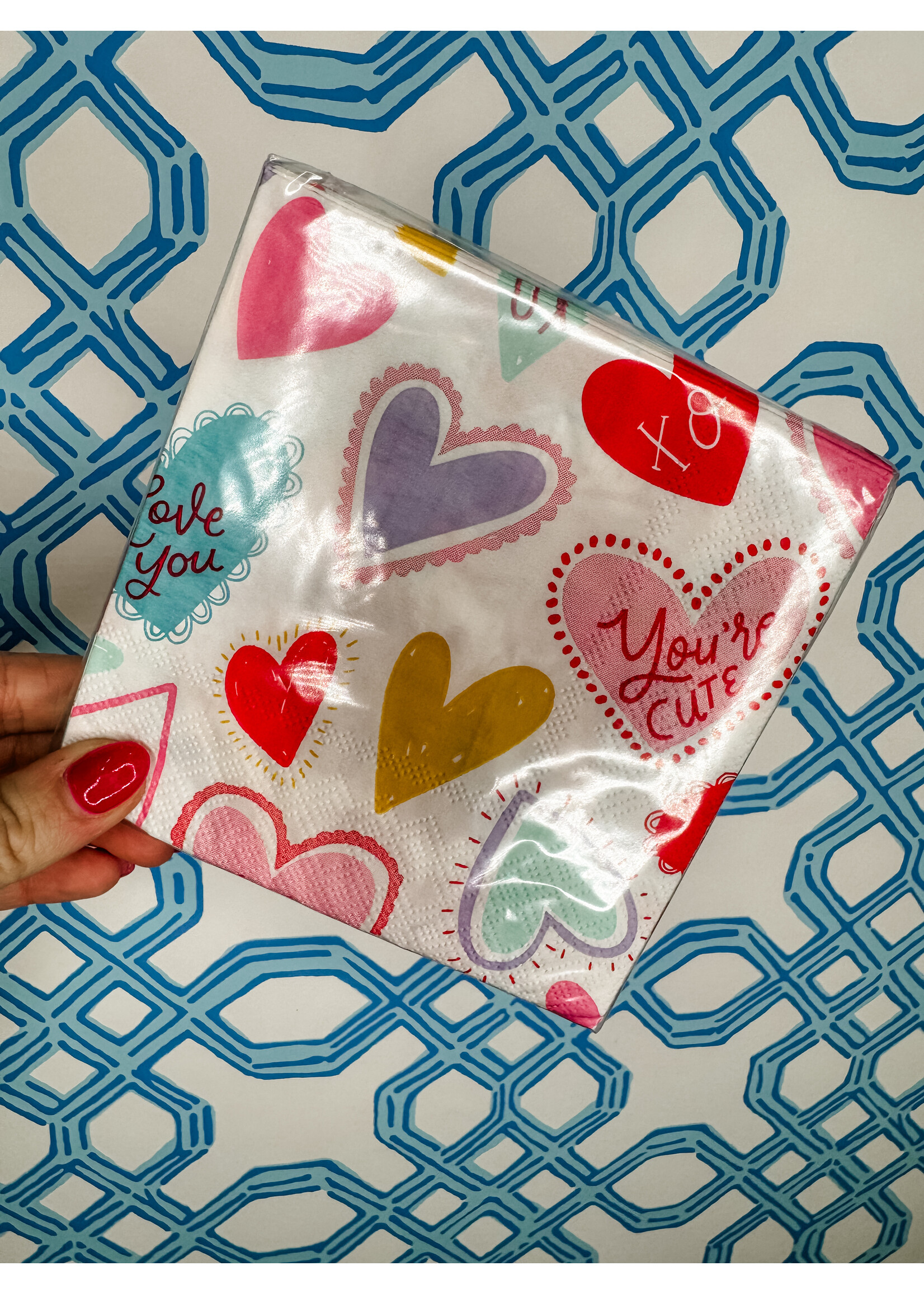 Fun Hearts Cocktail Napkins