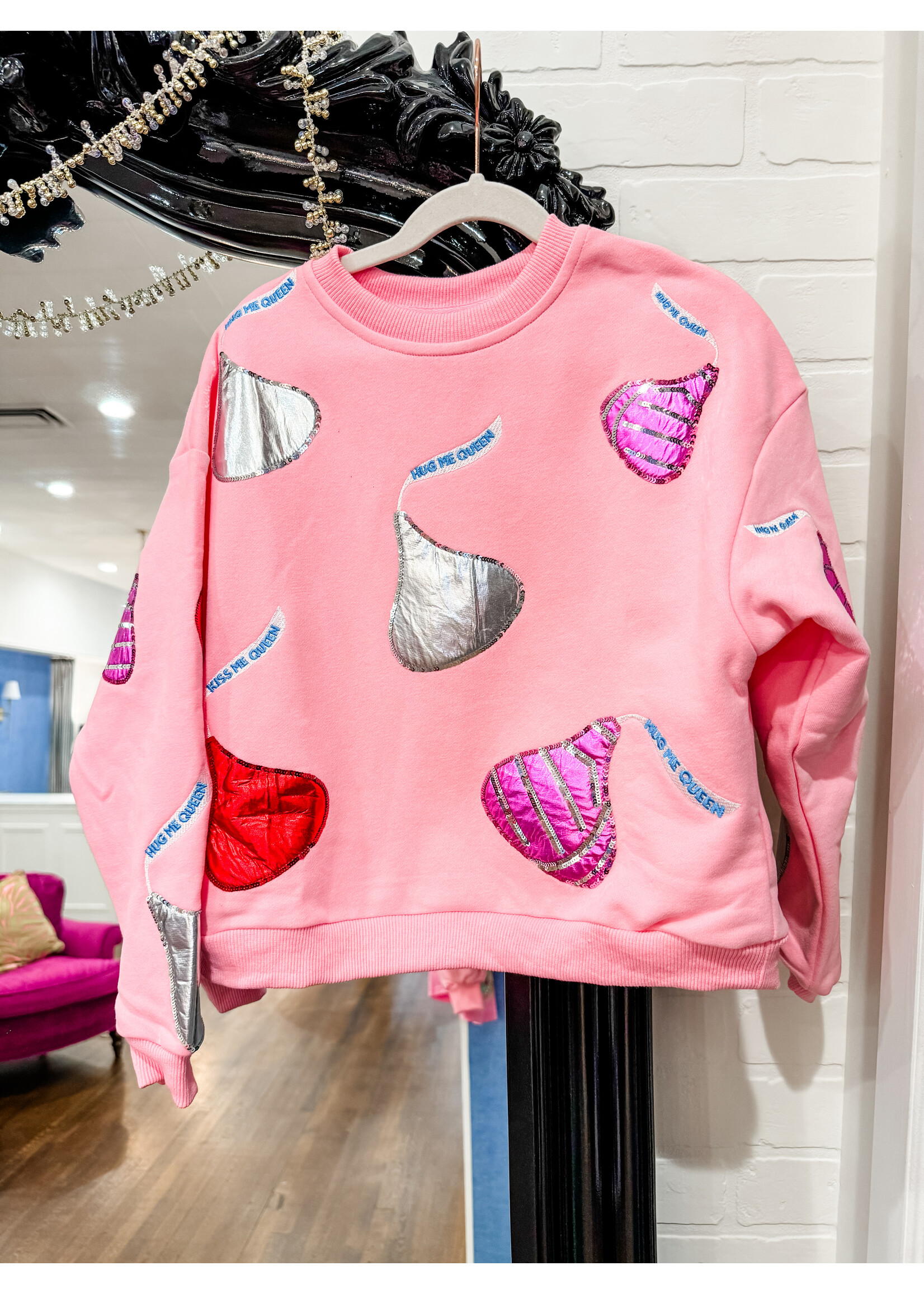 QOS Kids Light Pink Kisses Sweatshirt - Oxford+Lee