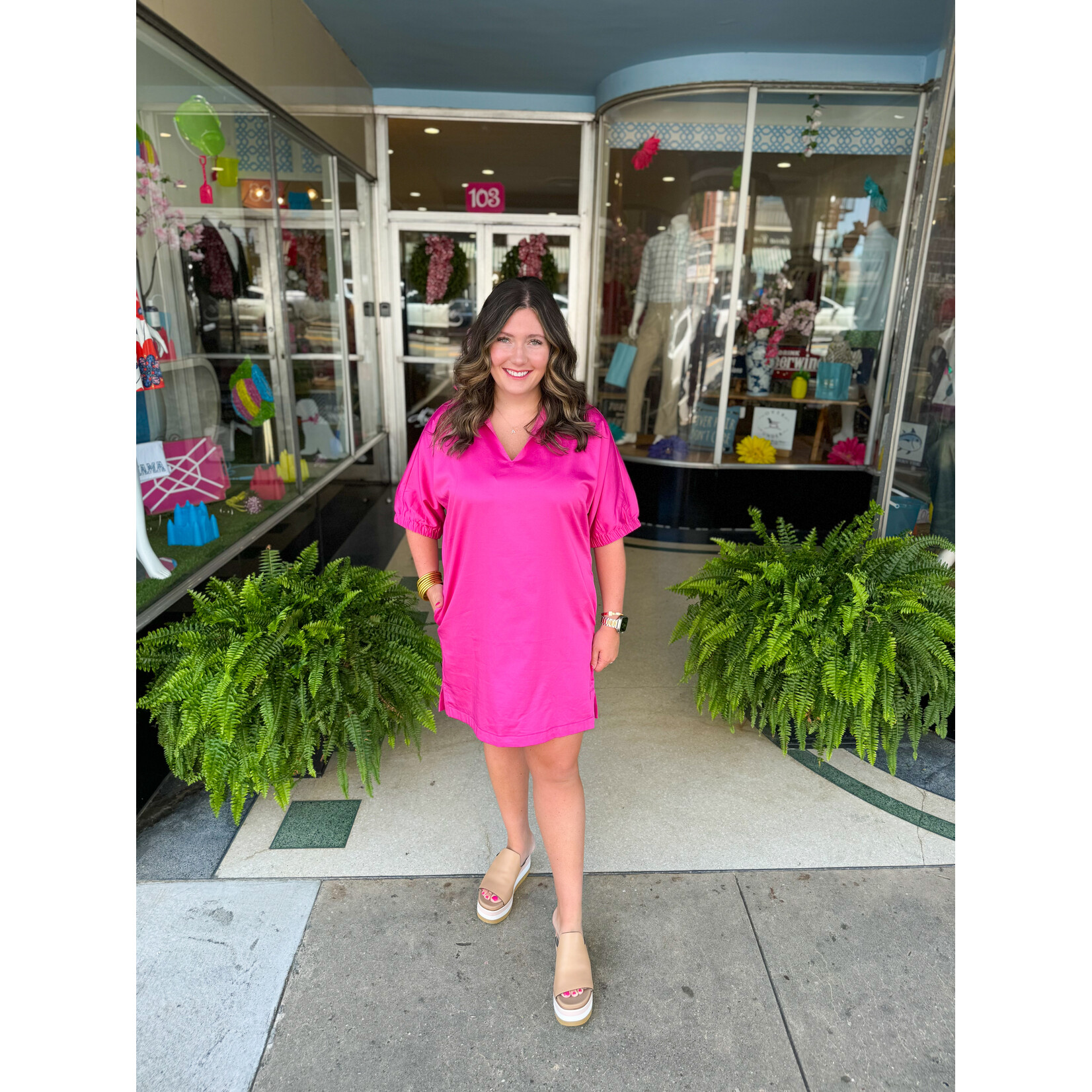 Emily McCarthy Emily McCarthy Poppy Dress - Fuschia Fedora