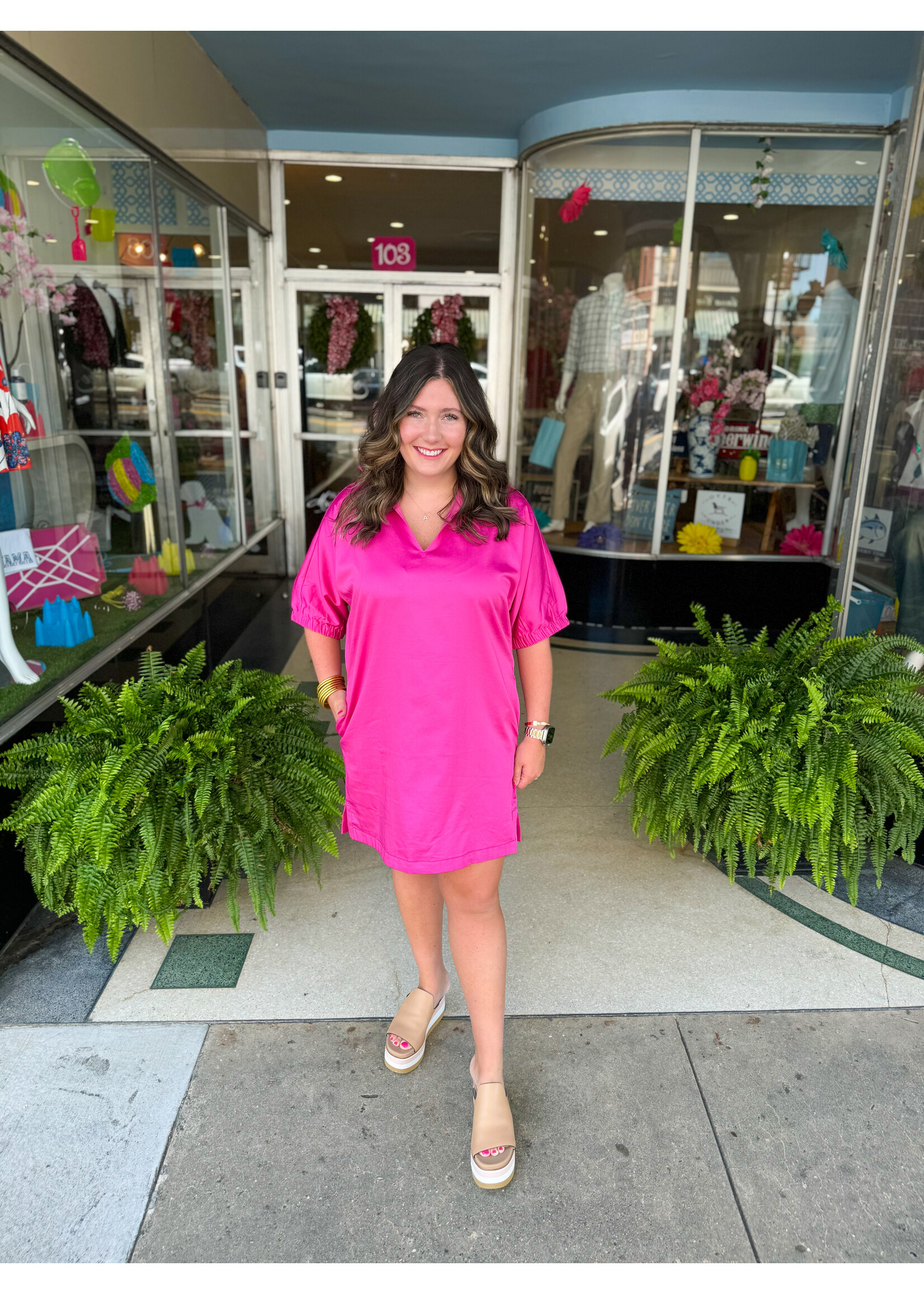 Emily McCarthy Emily McCarthy Poppy Dress - Fuschia Fedora