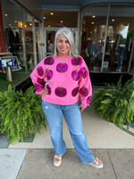 Queen of Sparkles QOS Pink Jack O’Lantern Sweatshirt