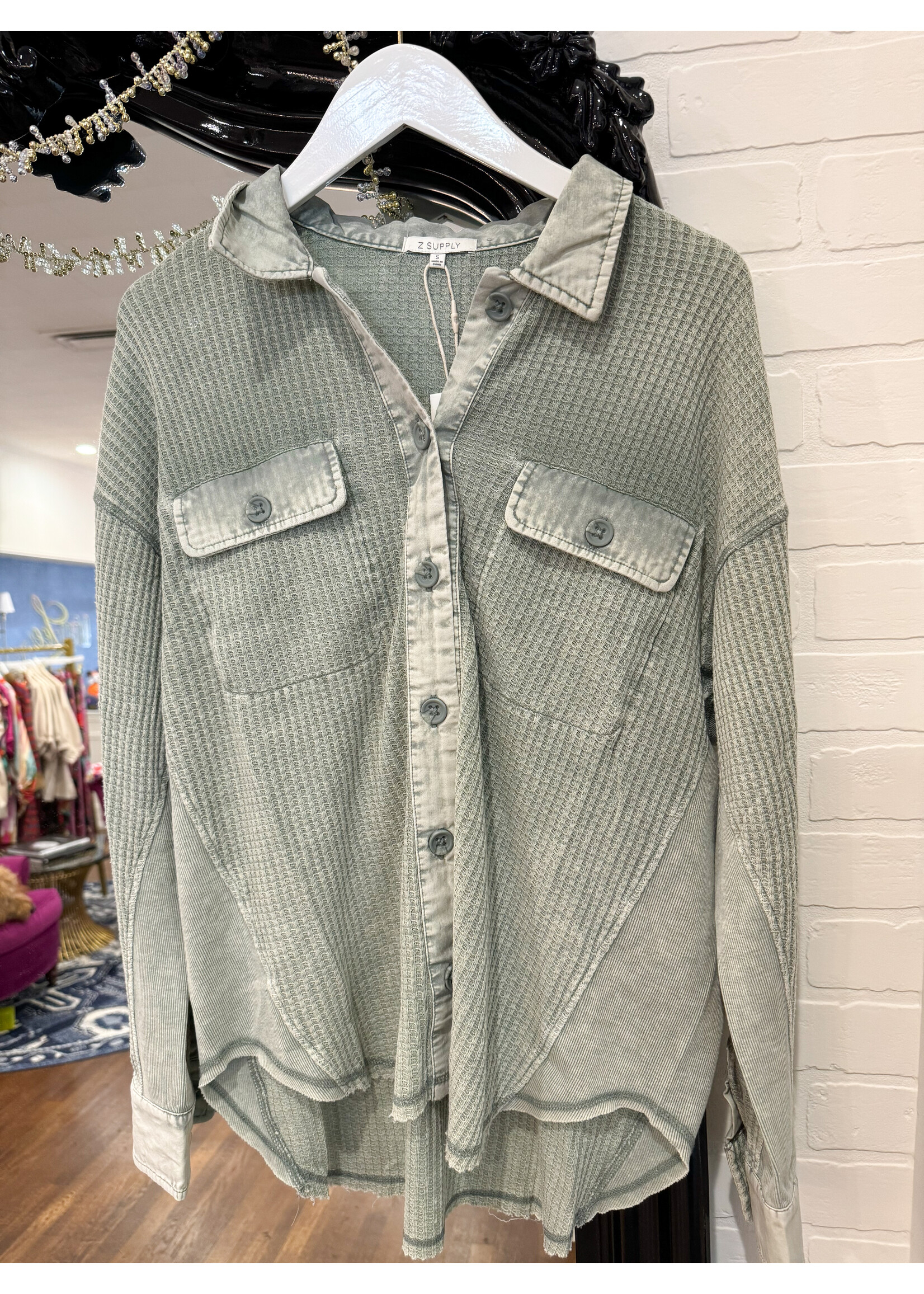 Z Supply Z Supply Ellijah Waffle Jacket - Palm Green