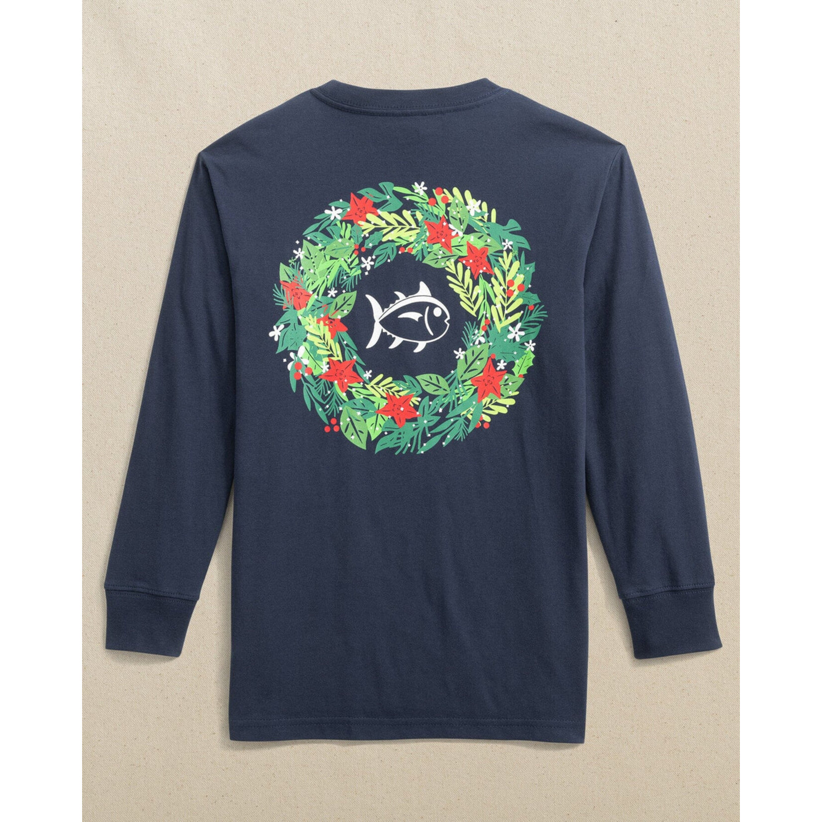 Southern Tide Southern Tide LS Wreath Tee - Dress Blue