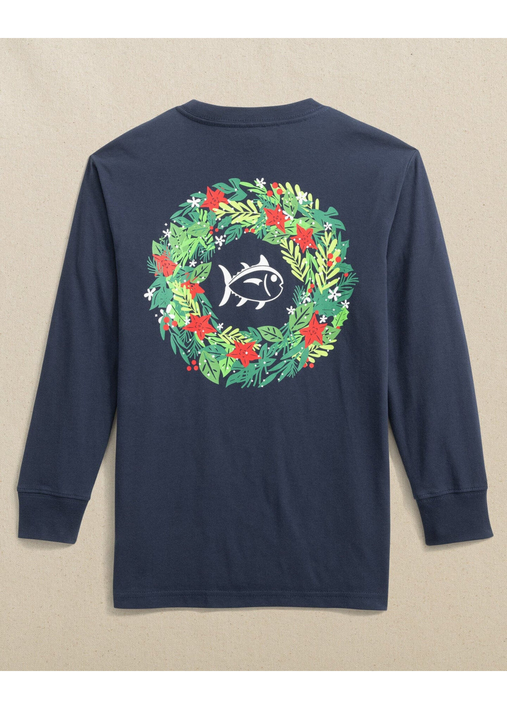 Southern Tide Southern Tide LS Wreath Tee - Dress Blue