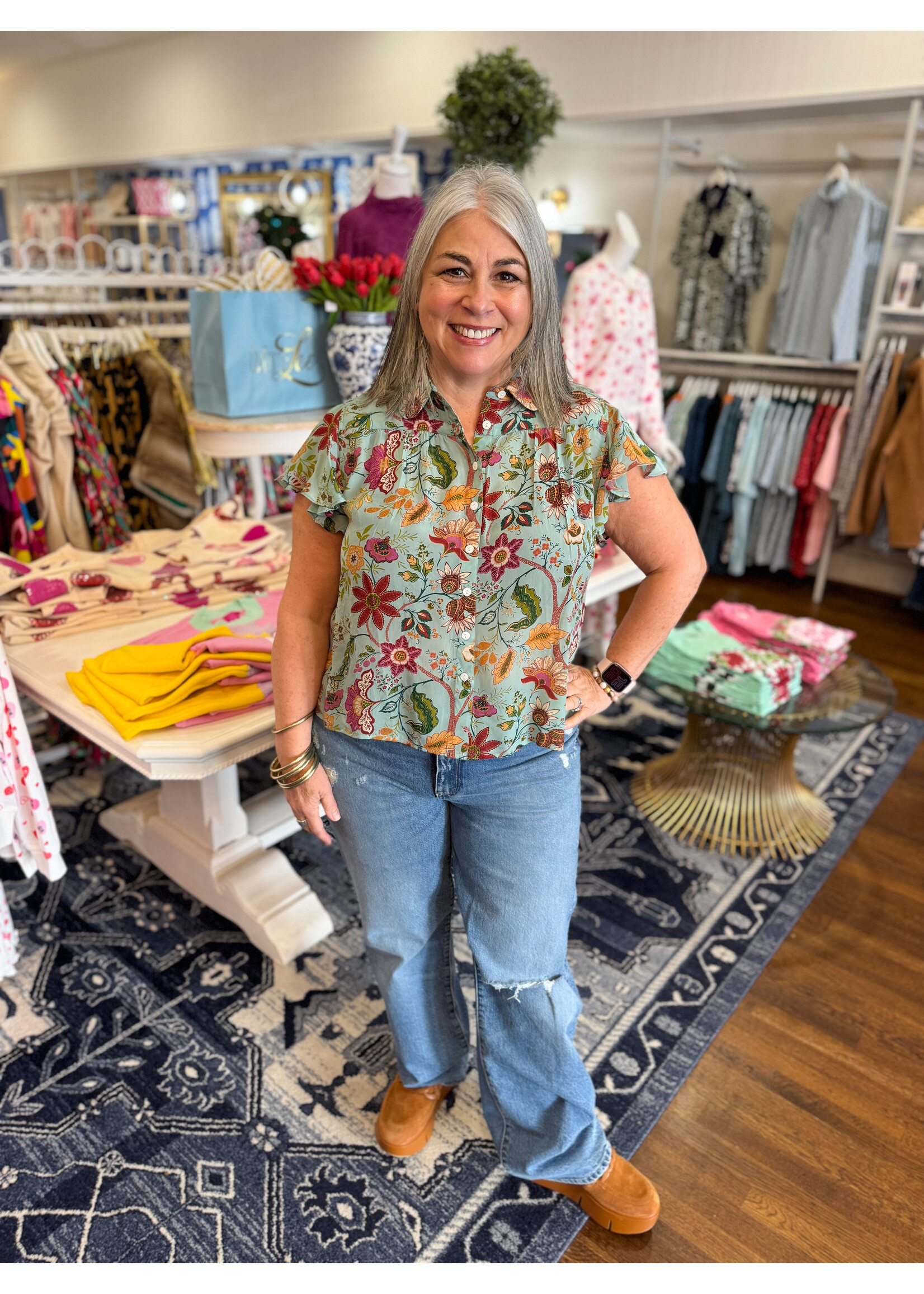 Elizabeth James Elizebeth James Val Top -Exotic Flower