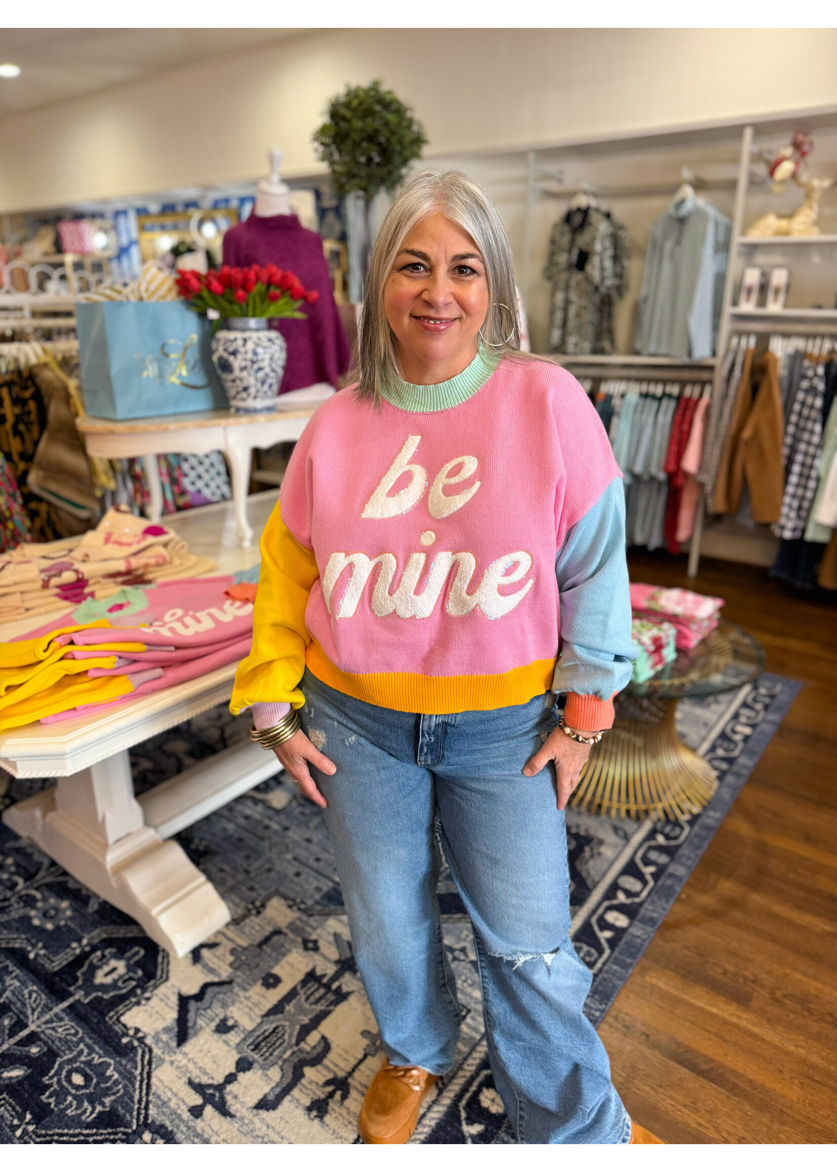 qos QOS Multi Pastel Be Mine Sweater